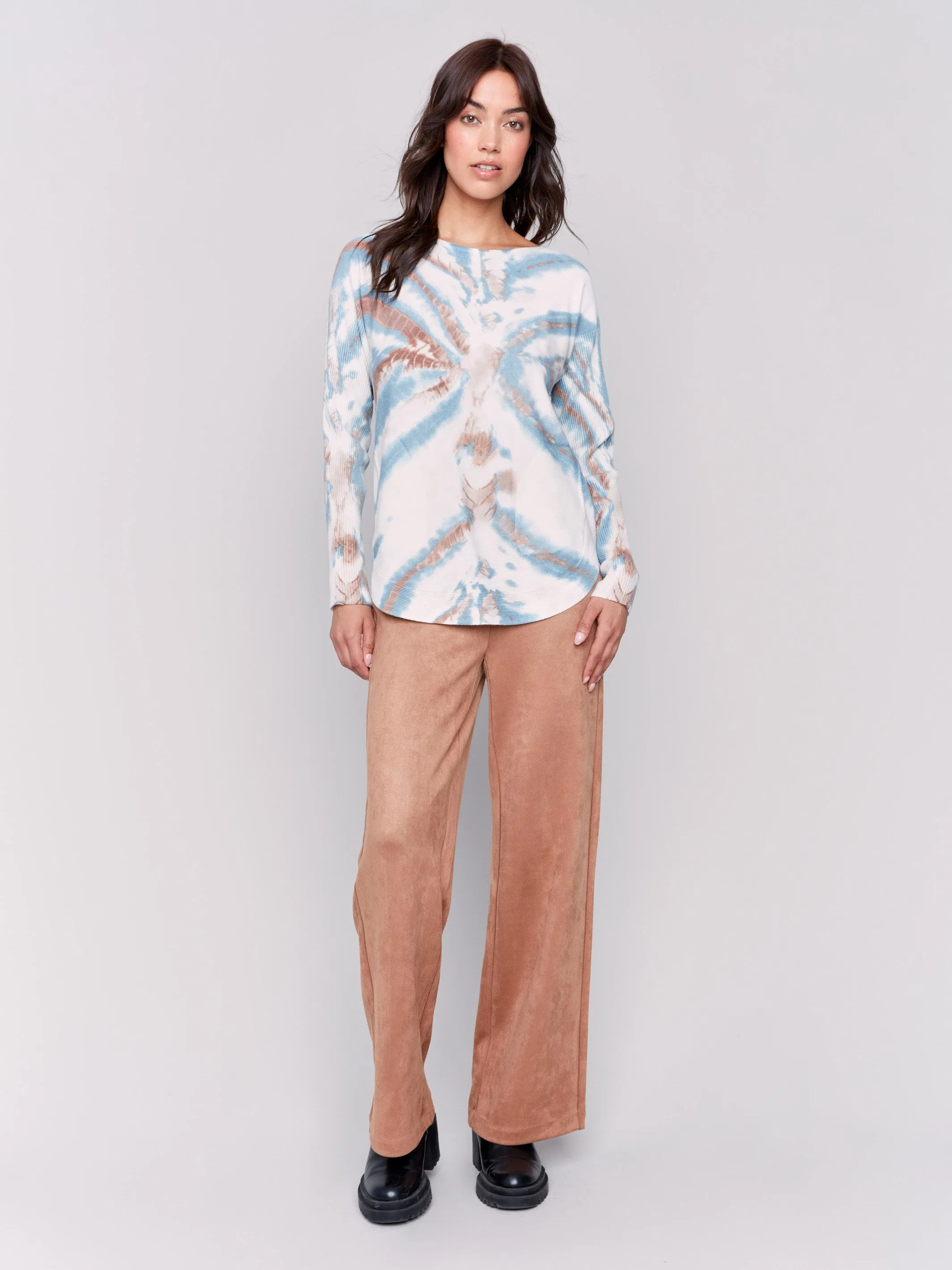 Printed Plush Knit Sweater - Steel sold by Charlie B product image thumbnail 2