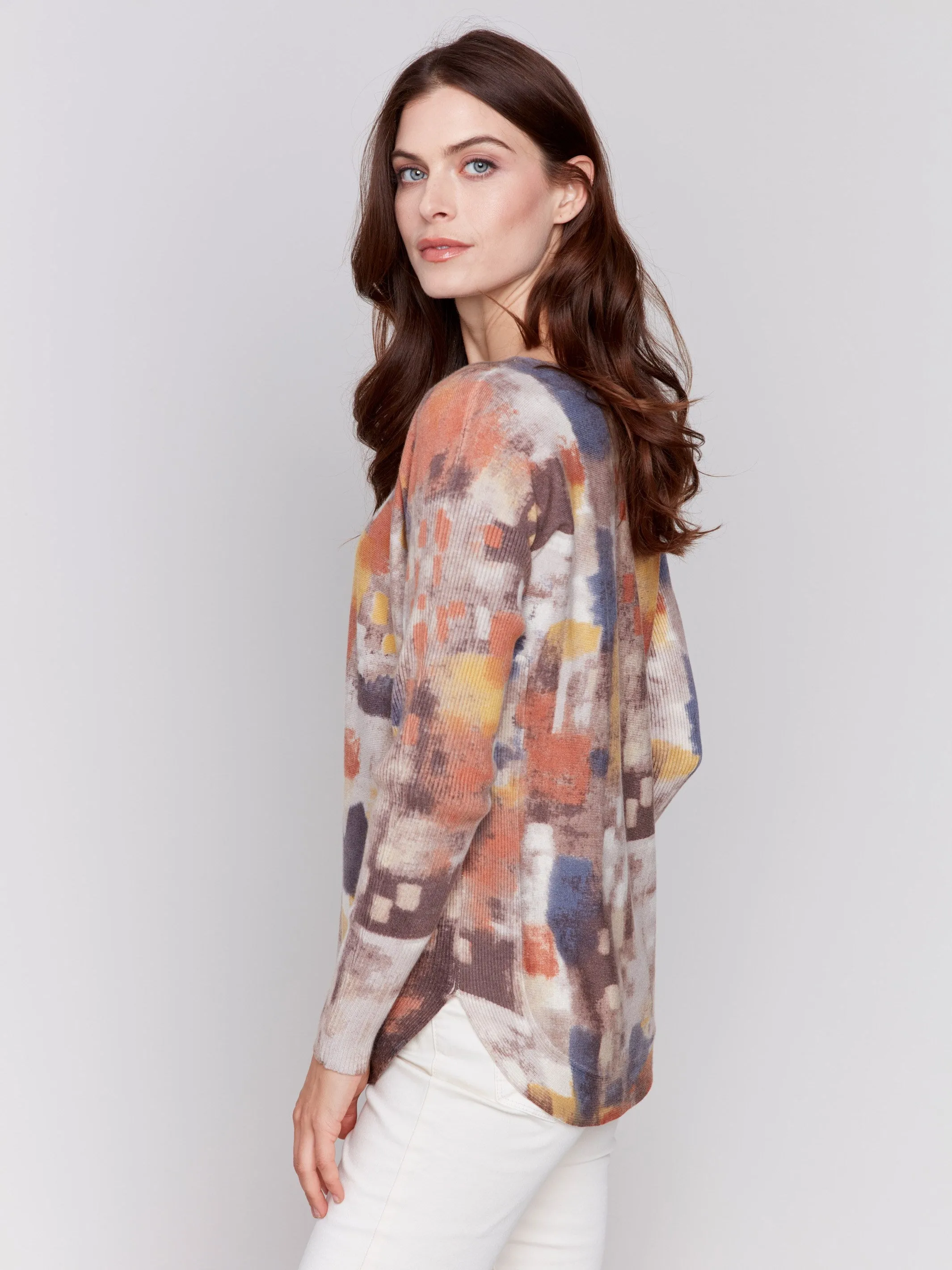 Printed Plush Knit Sweater - Cranberry sold by Charlie B product image thumbnail 3