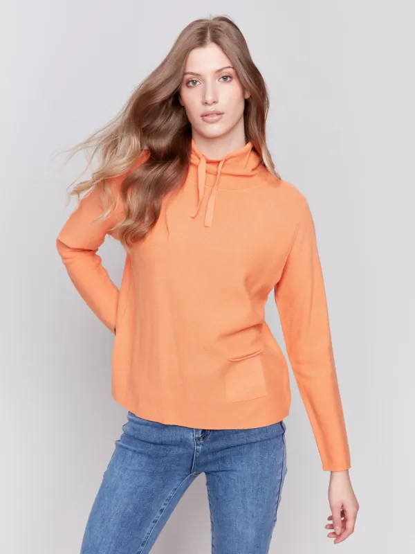 Ottoman Cotton Funnel Neck Sweater - Squash sold by Charlie B
