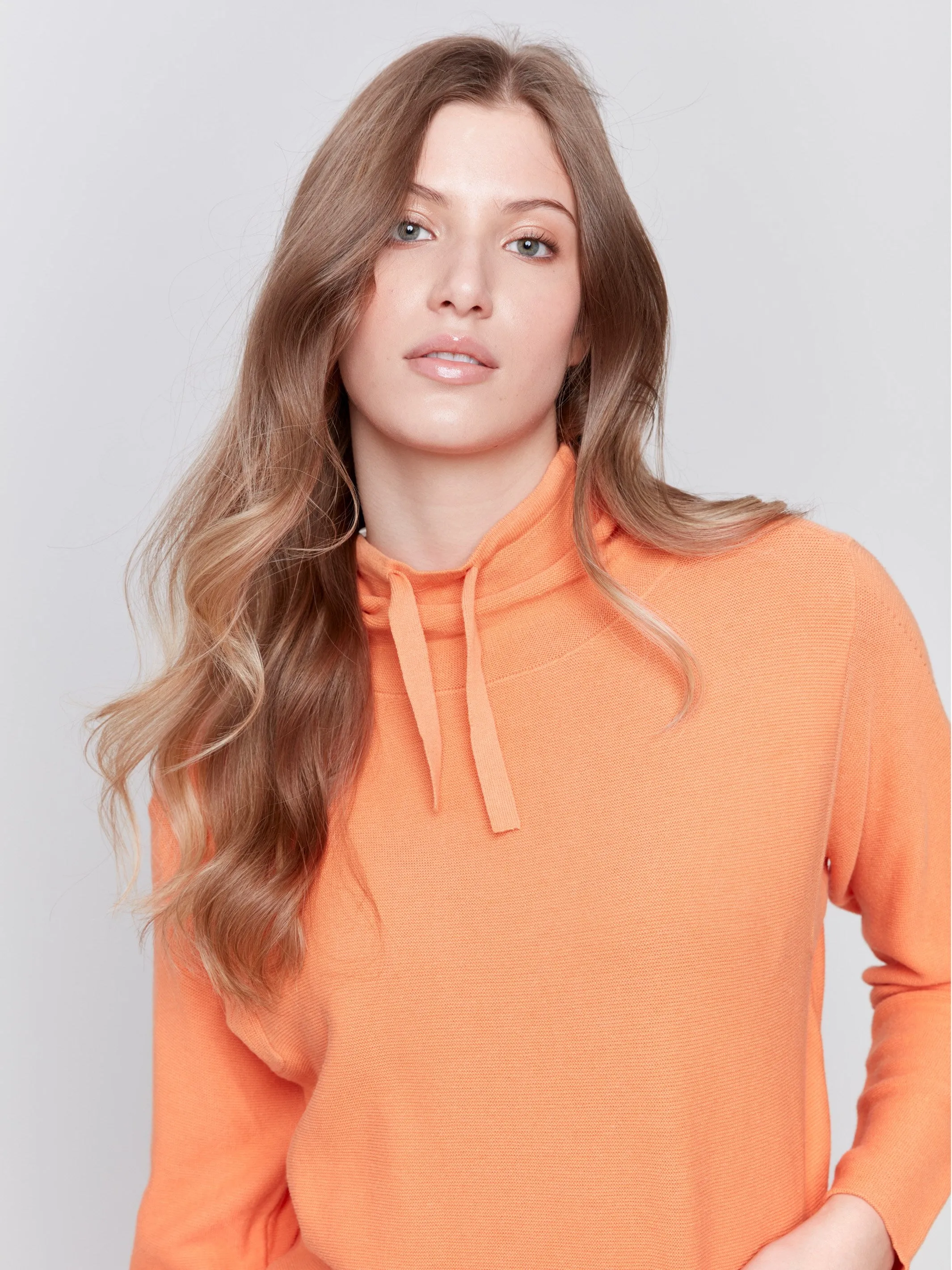 Ottoman Cotton Funnel Neck Sweater - Squash sold by Charlie B product image thumbnail 3