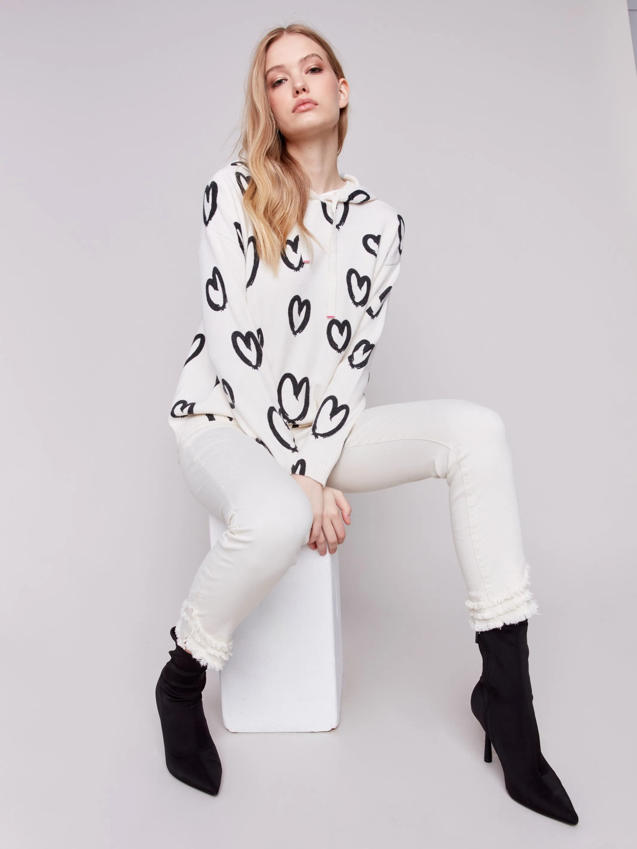 Printed Hoodie Sweater - Hearts sold by Charlie B product image thumbnail 5