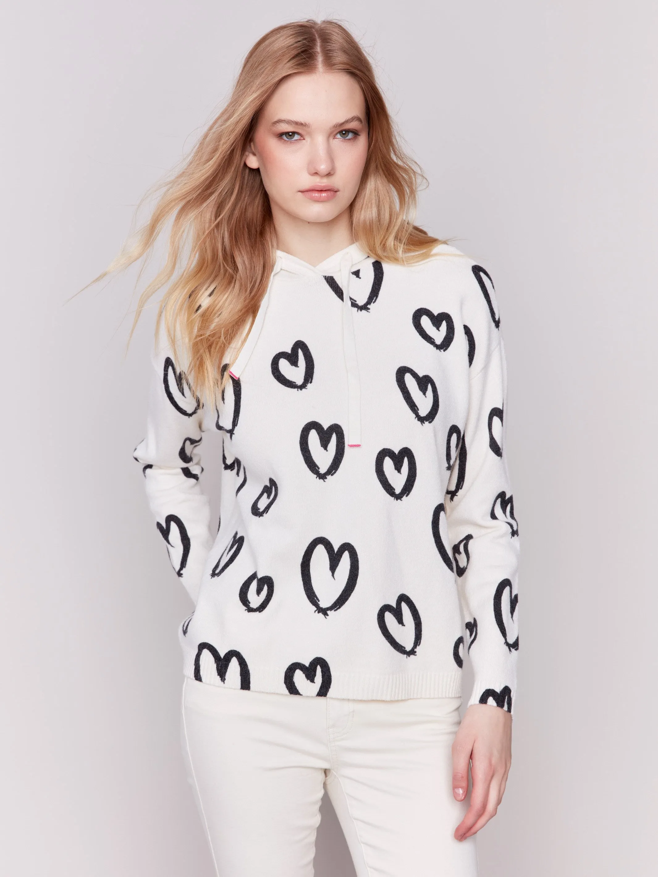 Printed Hoodie Sweater - Hearts sold by Charlie B