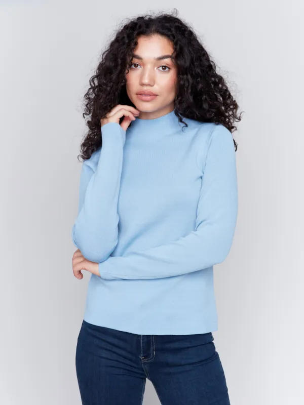 Reversible Jacquard Mock Neck Sweater - Frost made by Charlie B