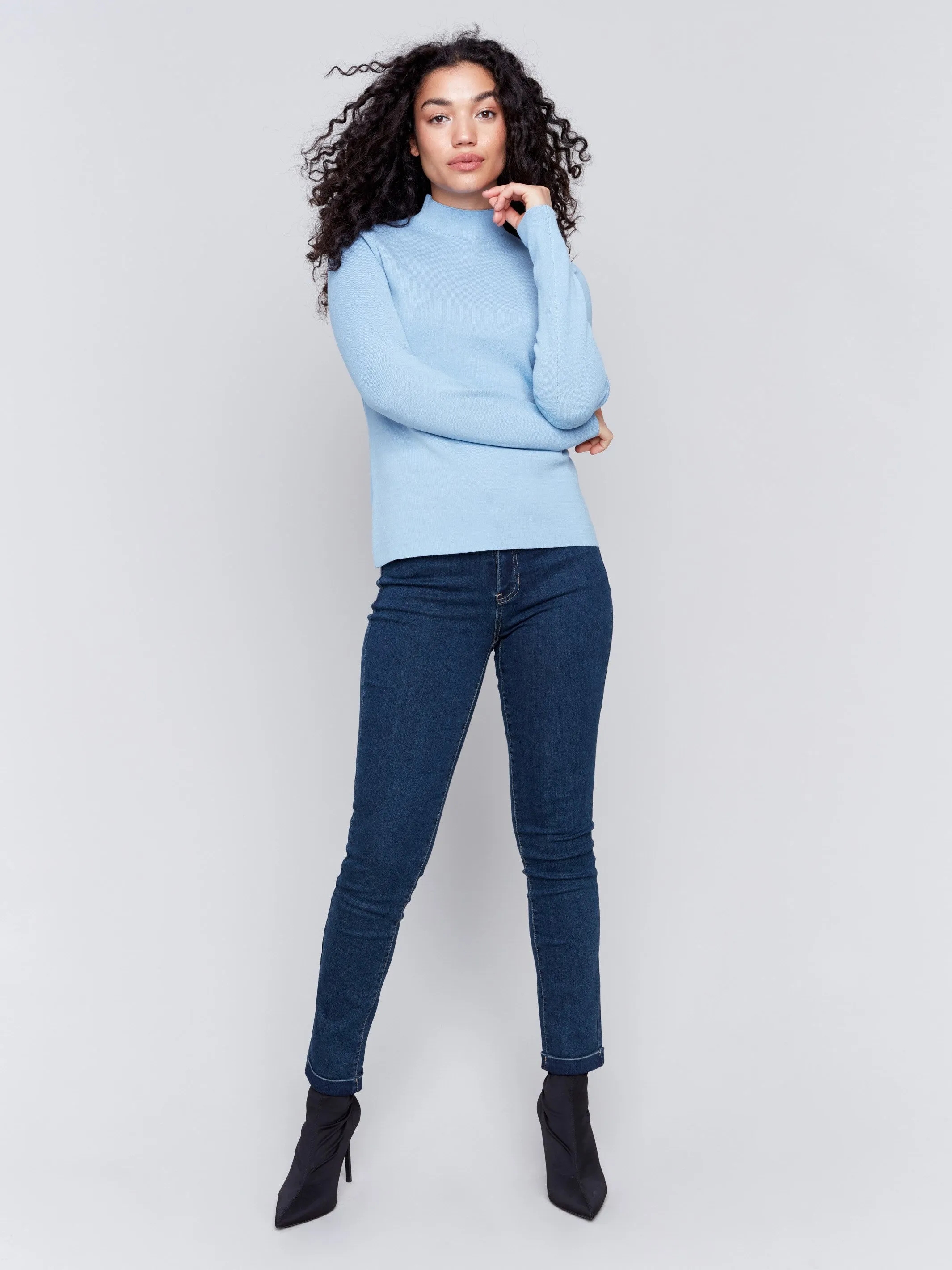 Reversible Jacquard Mock Neck Sweater - Frost sold by Charlie B product image thumbnail 5