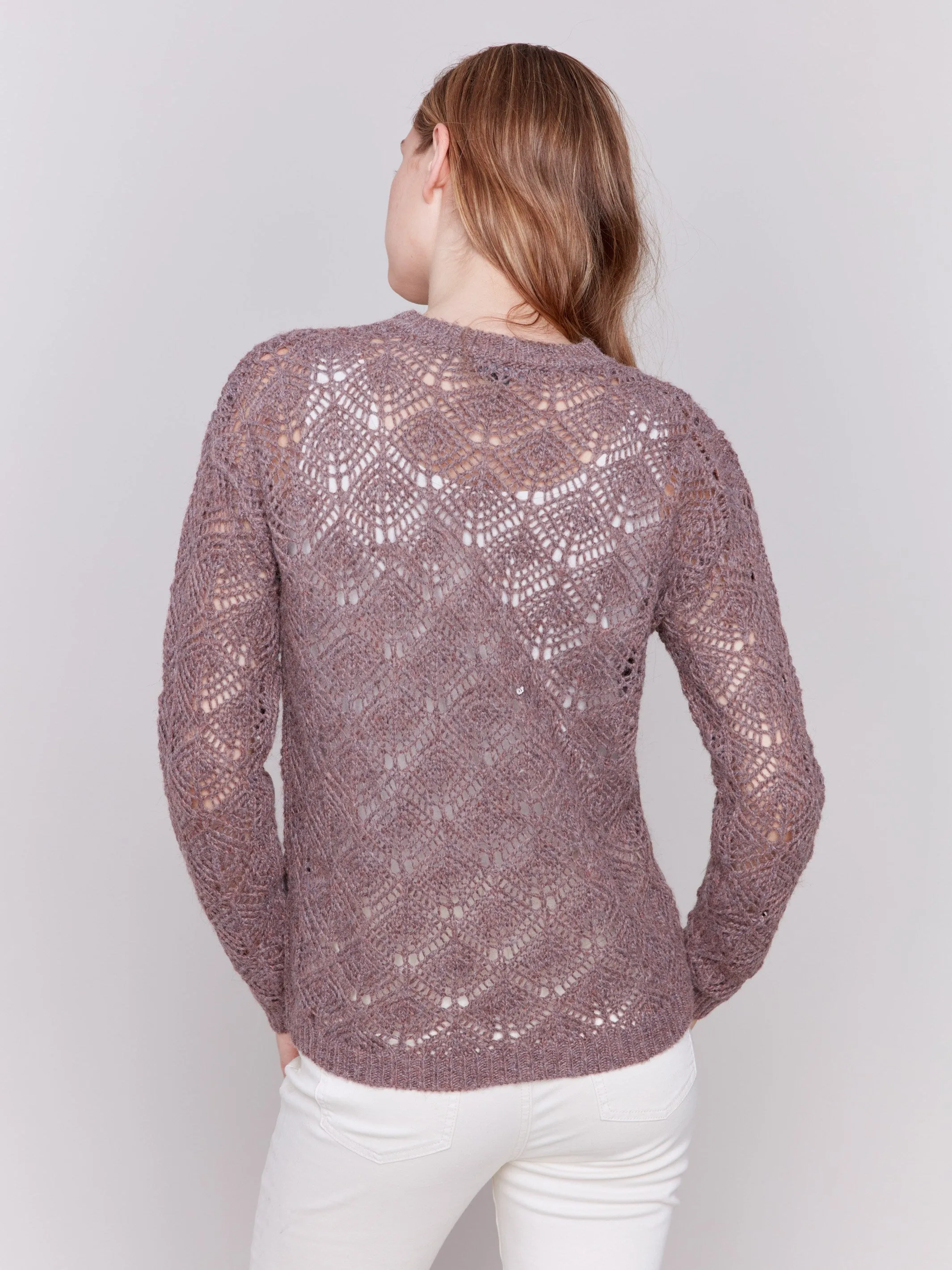 Crochet Knit Sweater - Taupe sold by Charlie B product image thumbnail 3