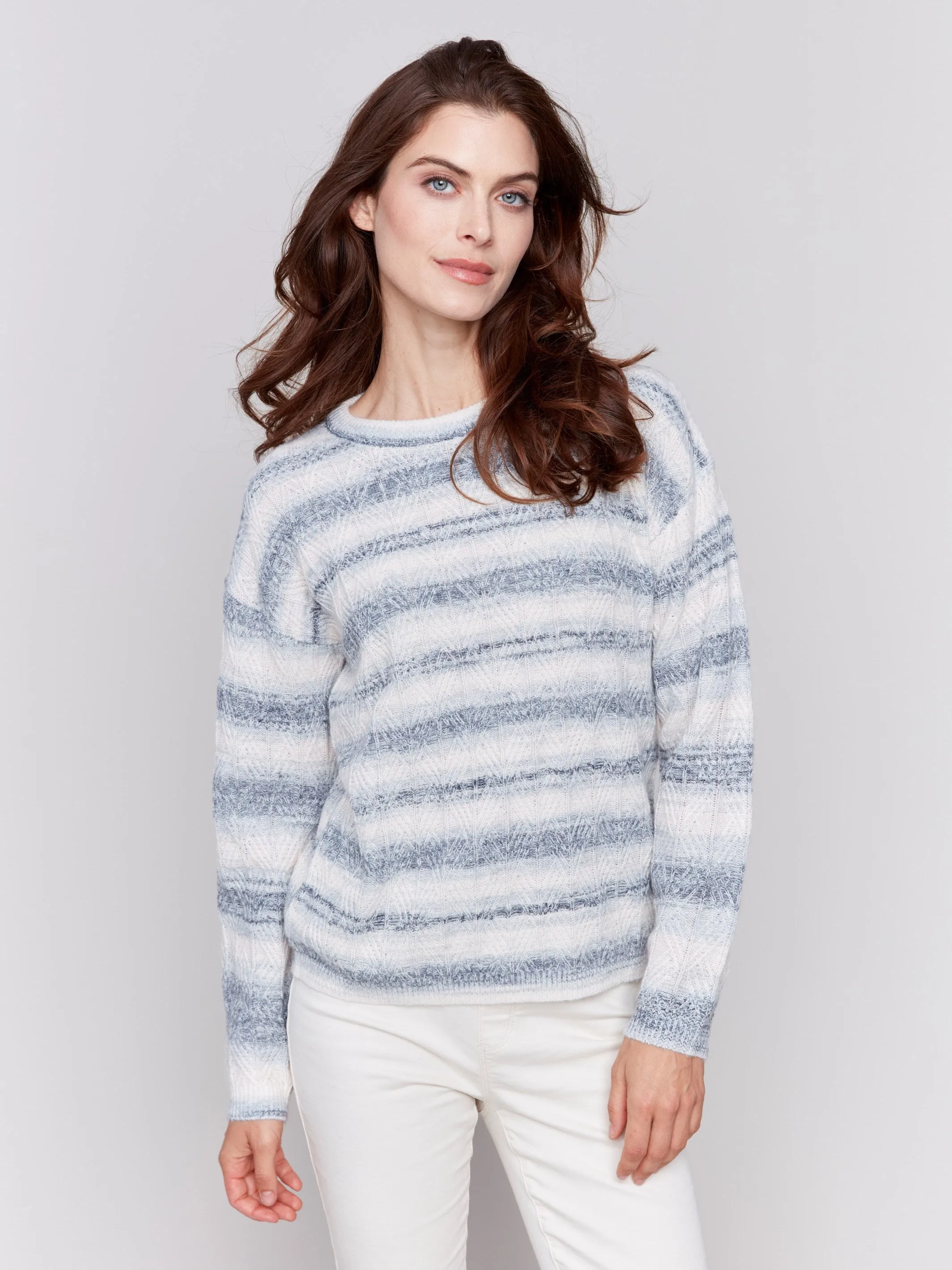 Space Dye Stripes Sweater - Coastal sold by Charlie B