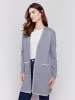 Blanket Stitch Long Cardigan - Grey sold by Charlie B