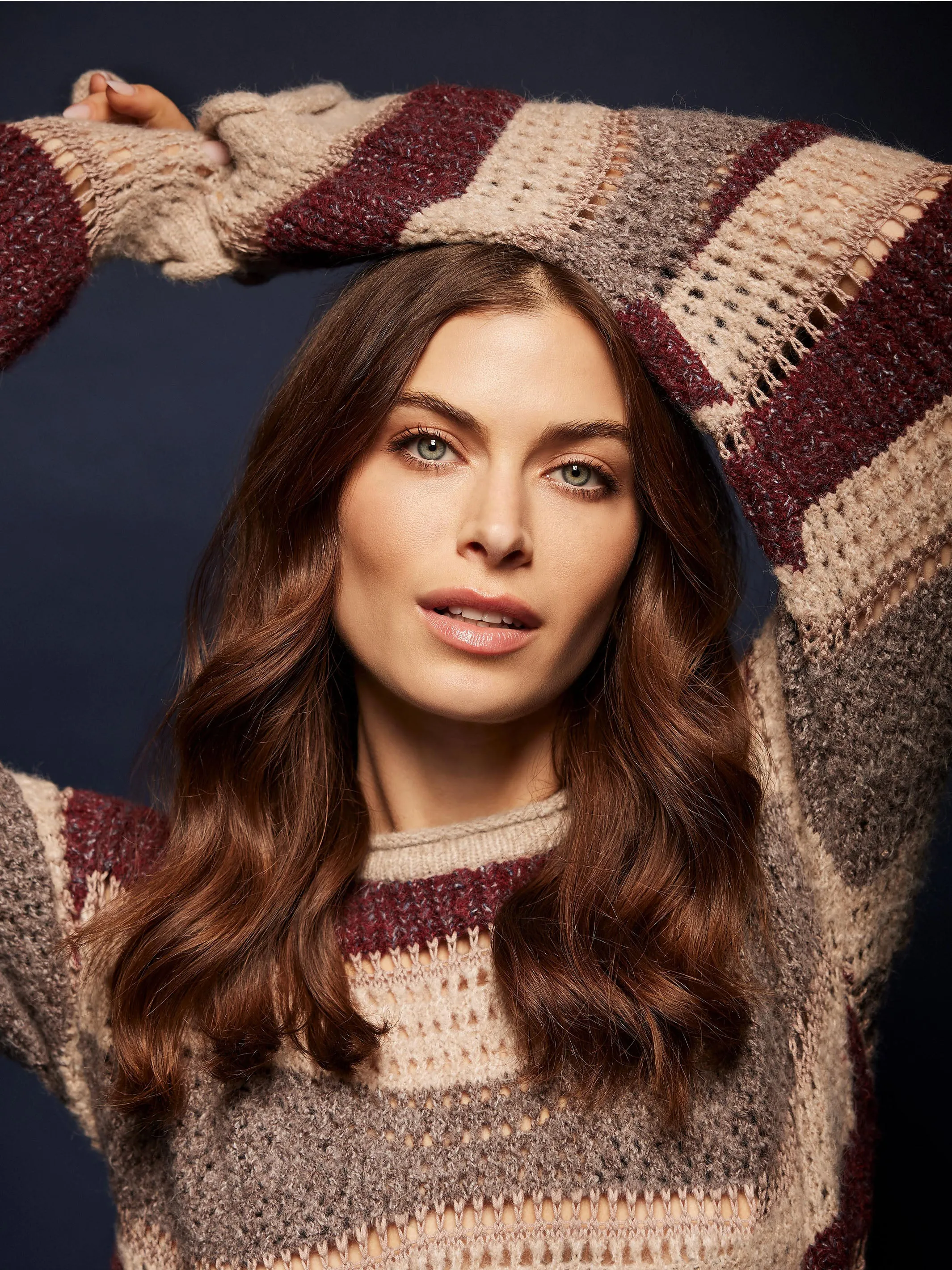 Patchwork Knit Drop Shoulder Sweater - Cabernet sold by Charlie B product image thumbnail 5