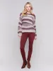 Patchwork Knit Drop Shoulder Sweater - Cabernet sold by Charlie B