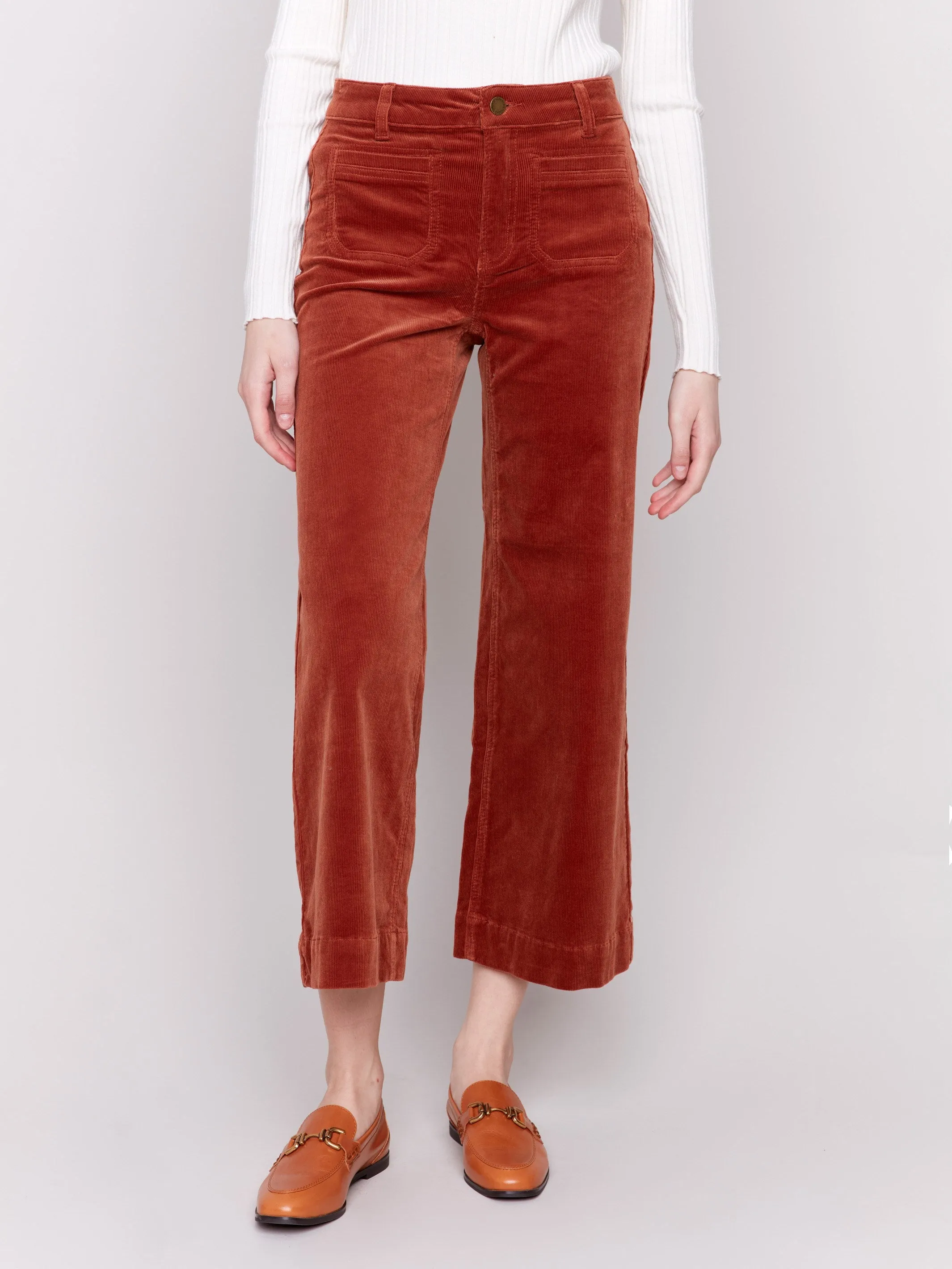 Patch Pocket Corduroy Flare Pants - Terracotta sold by Charlie B product image thumbnail 2