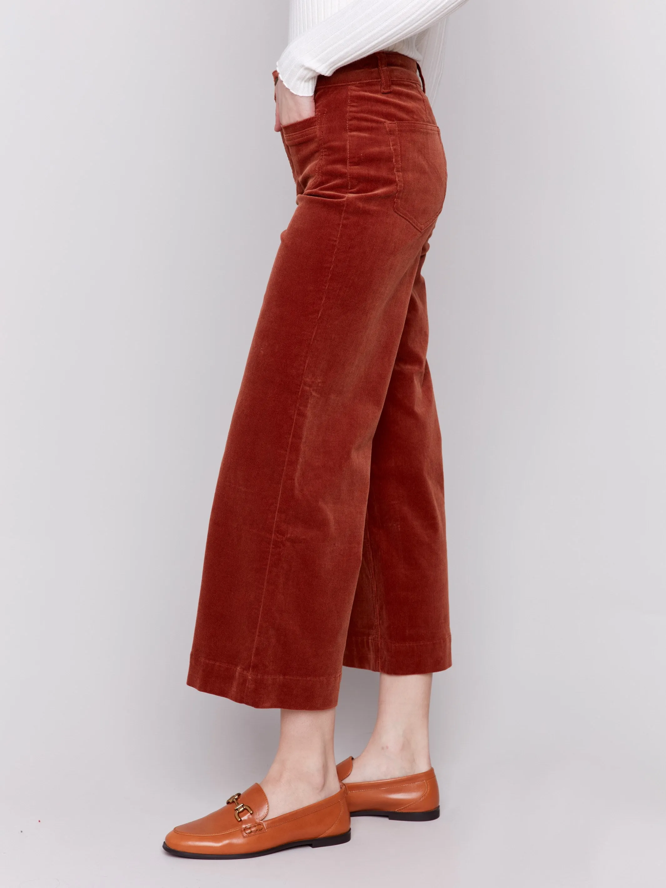 Patch Pocket Corduroy Flare Pants - Terracotta sold by Charlie B product image thumbnail 3