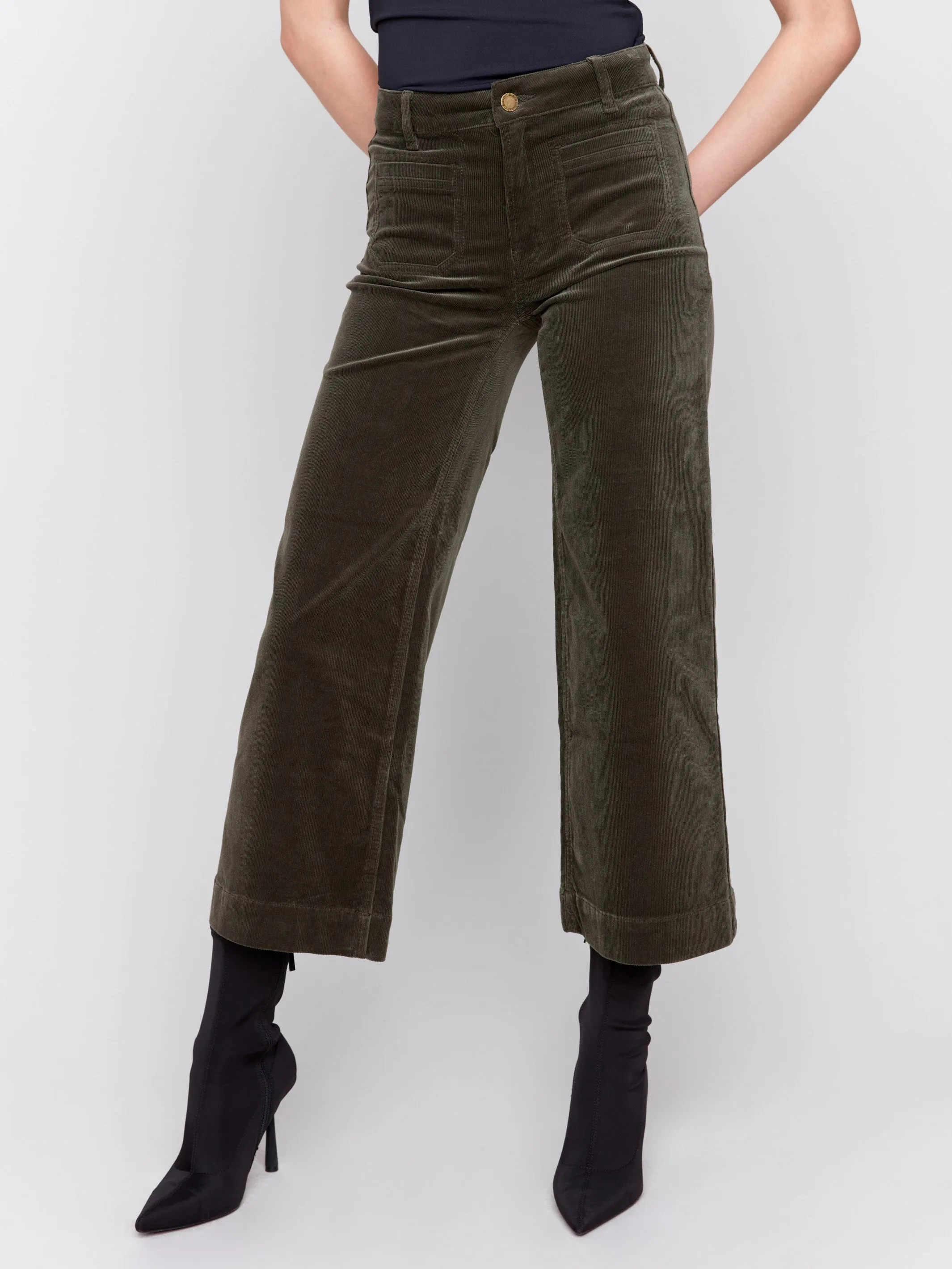 Patch Pocket Corduroy Flare Pants - Spruce sold by Charlie B product image thumbnail 2