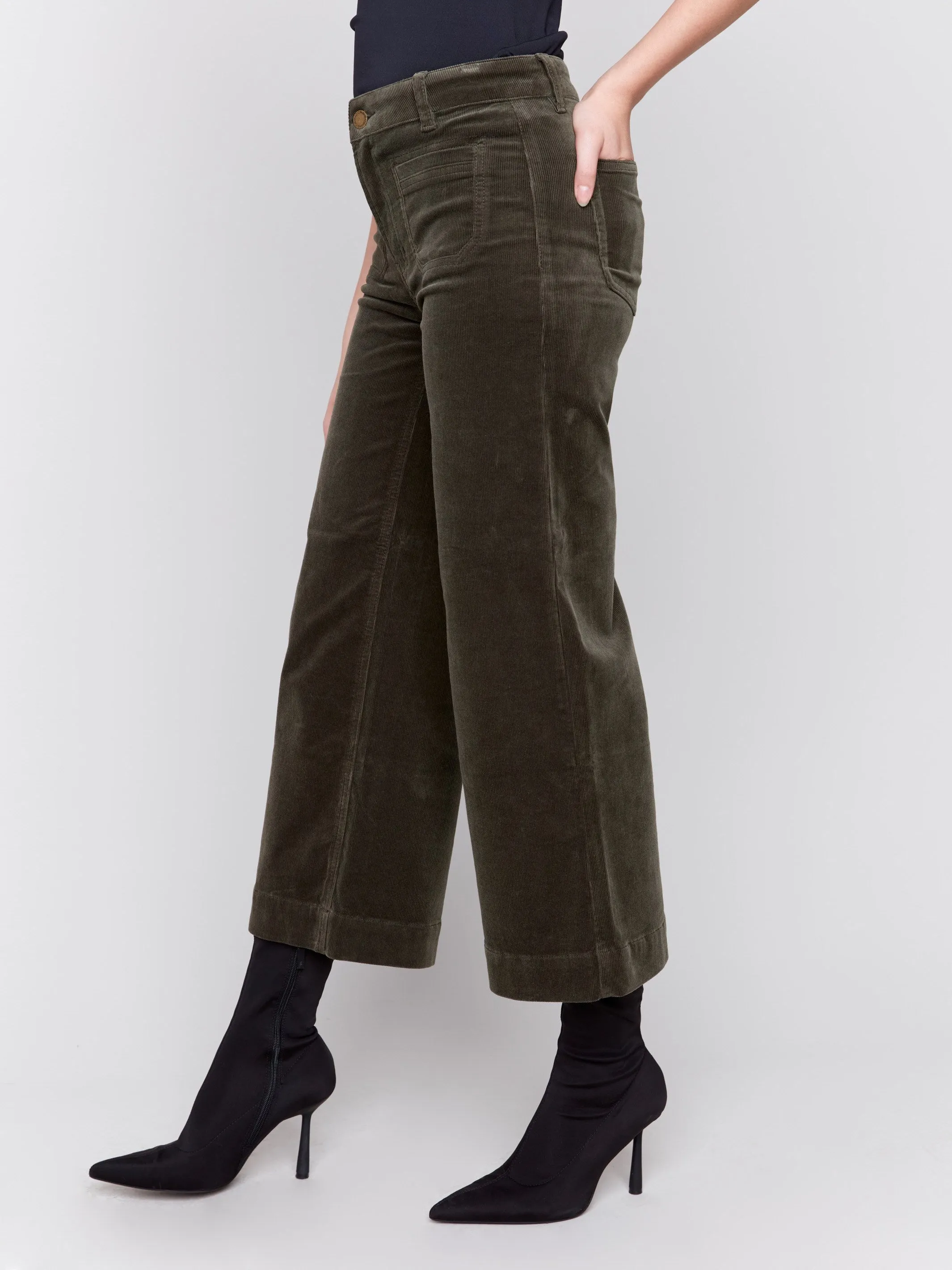 Patch Pocket Corduroy Flare Pants - Spruce sold by Charlie B product image thumbnail 3