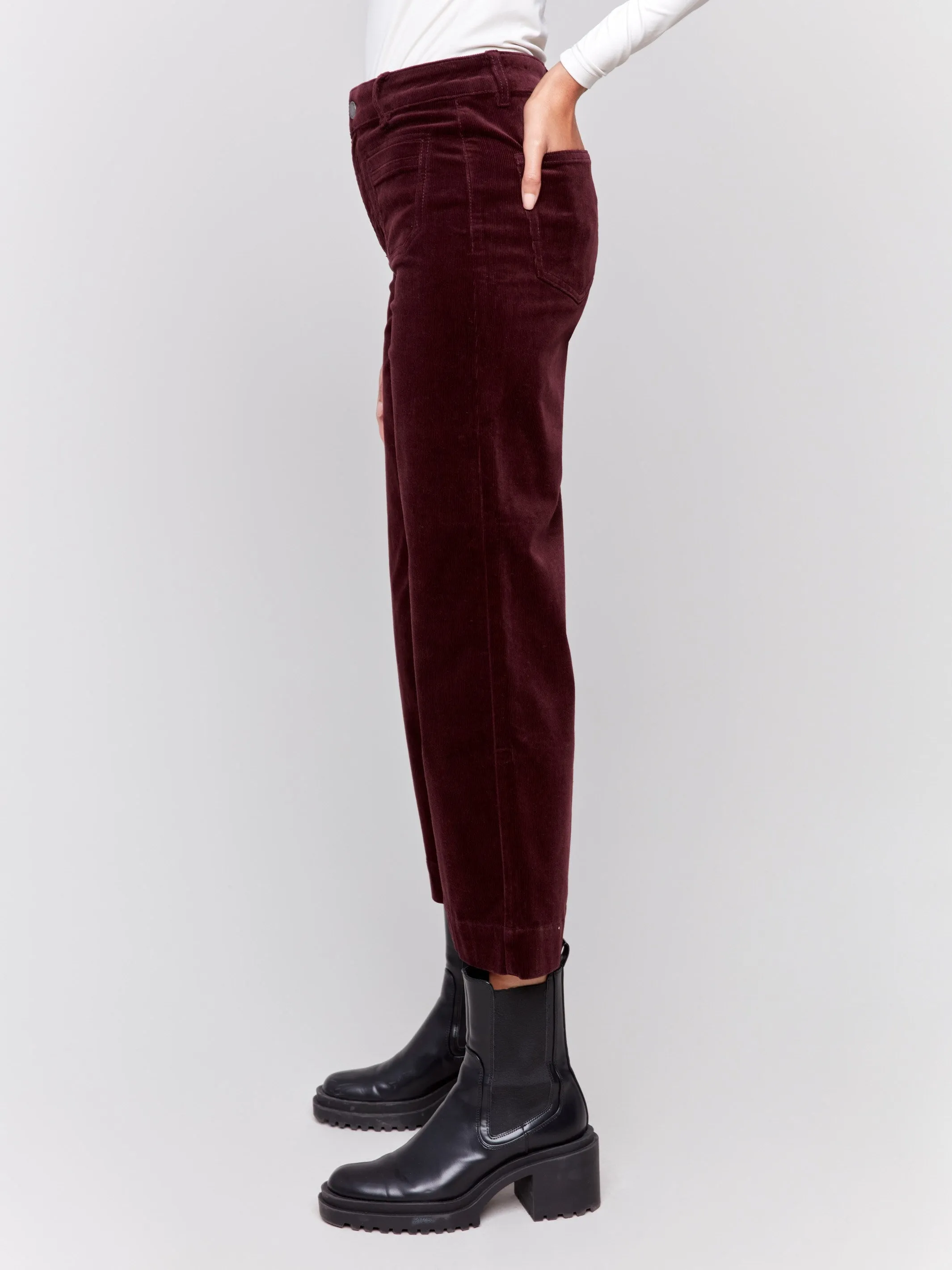 Patch Pocket Corduroy Flare Pants - Plum sold by Charlie B product image thumbnail 3