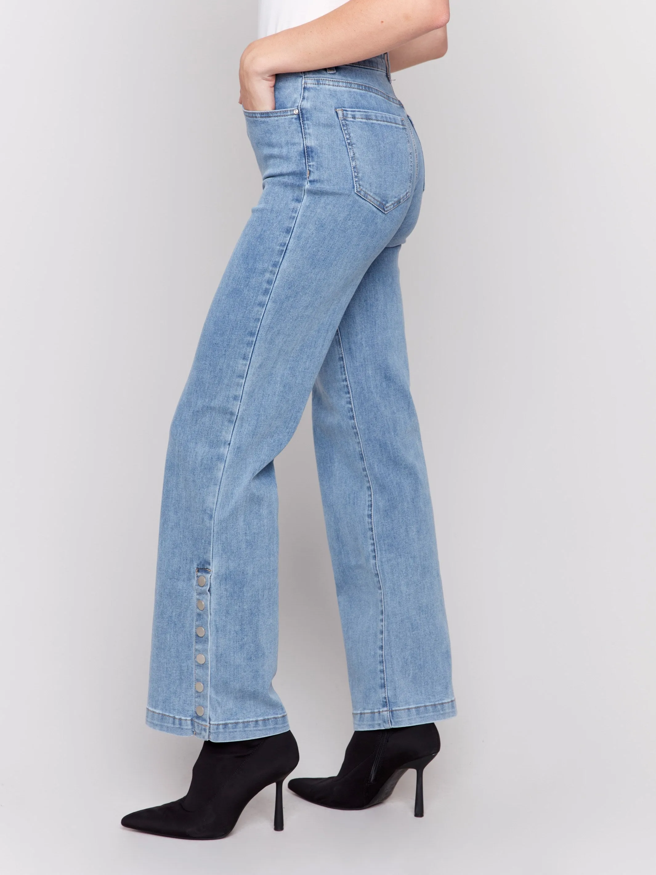 Flare Jeans with Side Buttons - Light Blue sold by Charlie B product image thumbnail 3