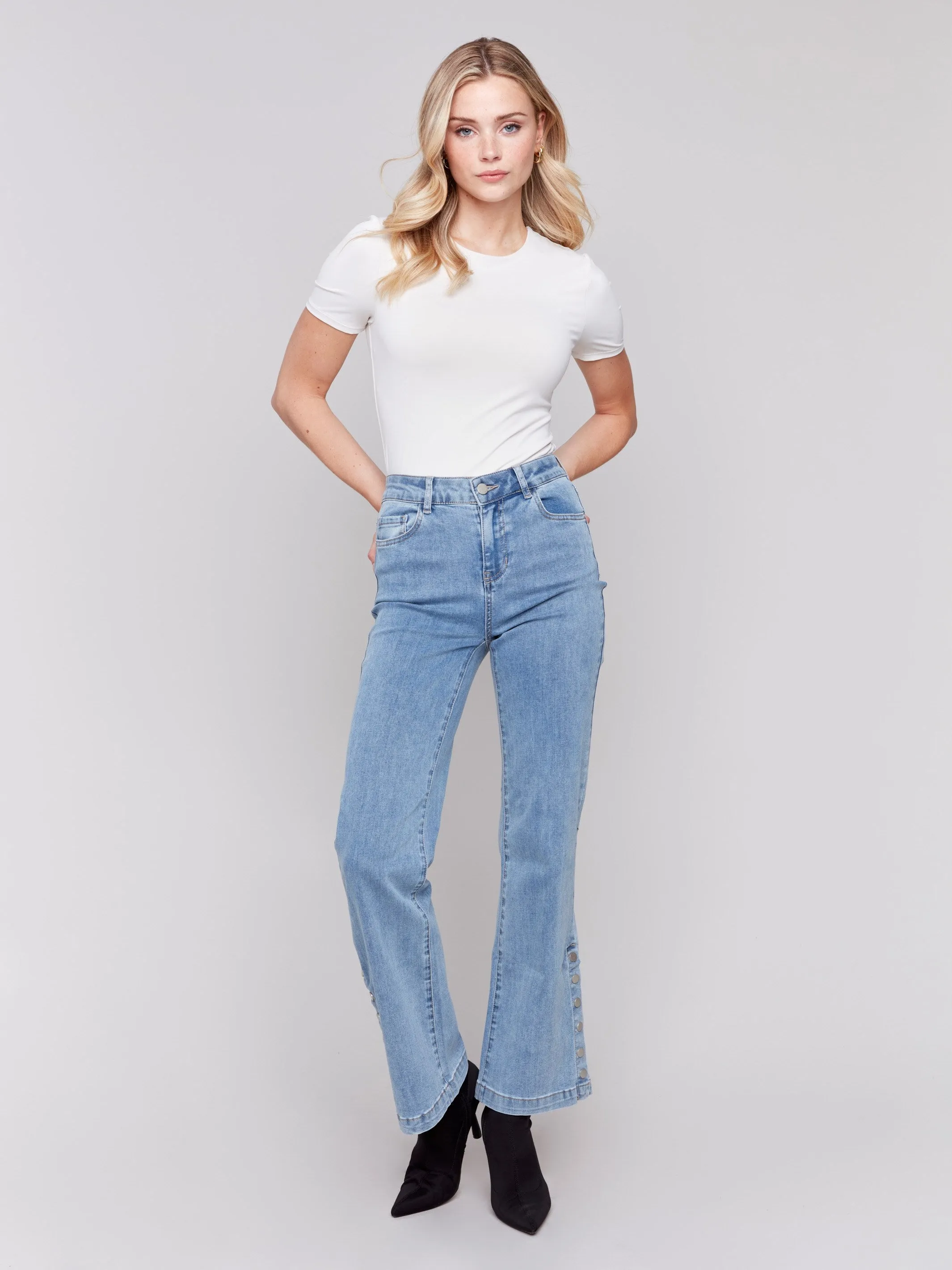 Flare Jeans with Side Buttons - Light Blue sold by Charlie B product image thumbnail 5