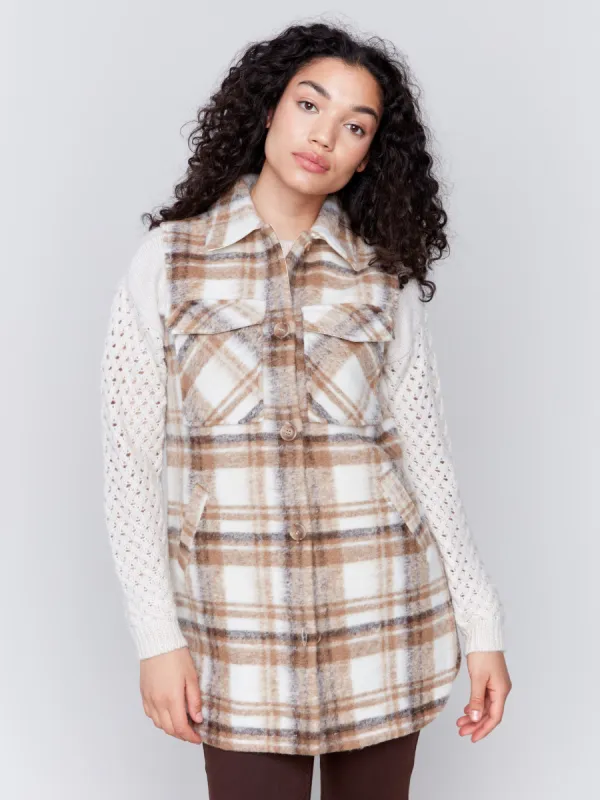 Long Boiled Wool Vest - Truffle sold by Charlie B