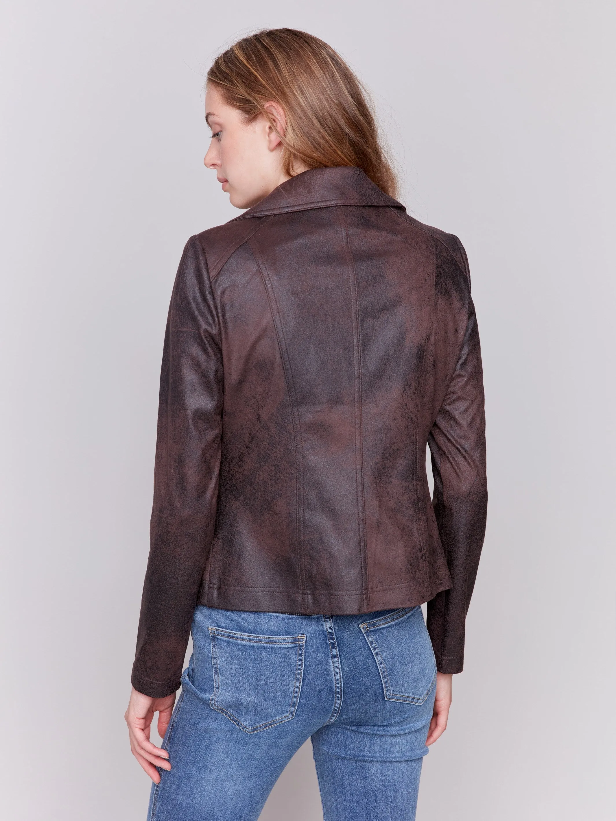 Vintage Faux Leather Perfecto Jacket - Mocha sold by Charlie B product image thumbnail 3