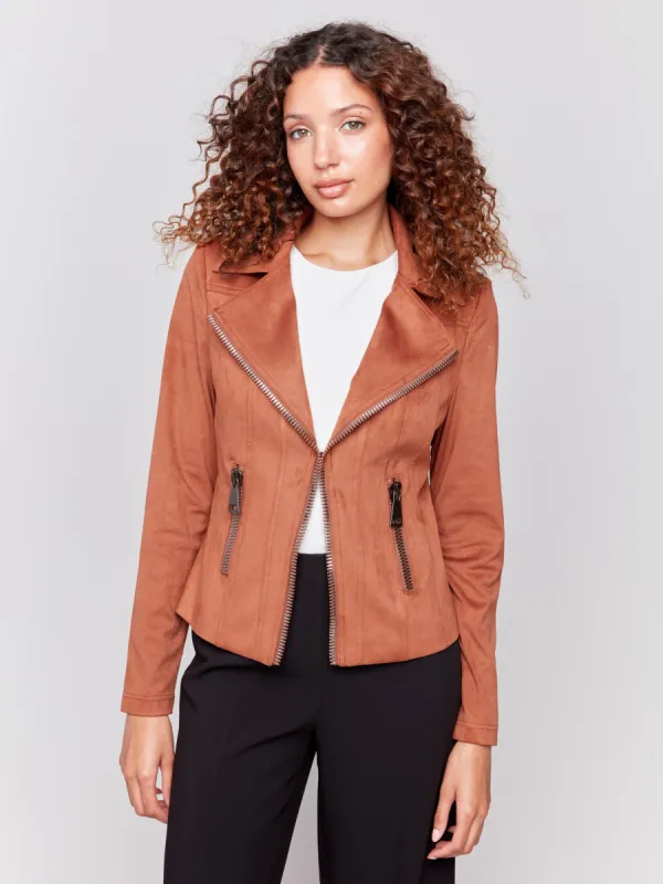 Vintage Faux Suede Perfecto Jacket - Terracotta sold by Charlie B