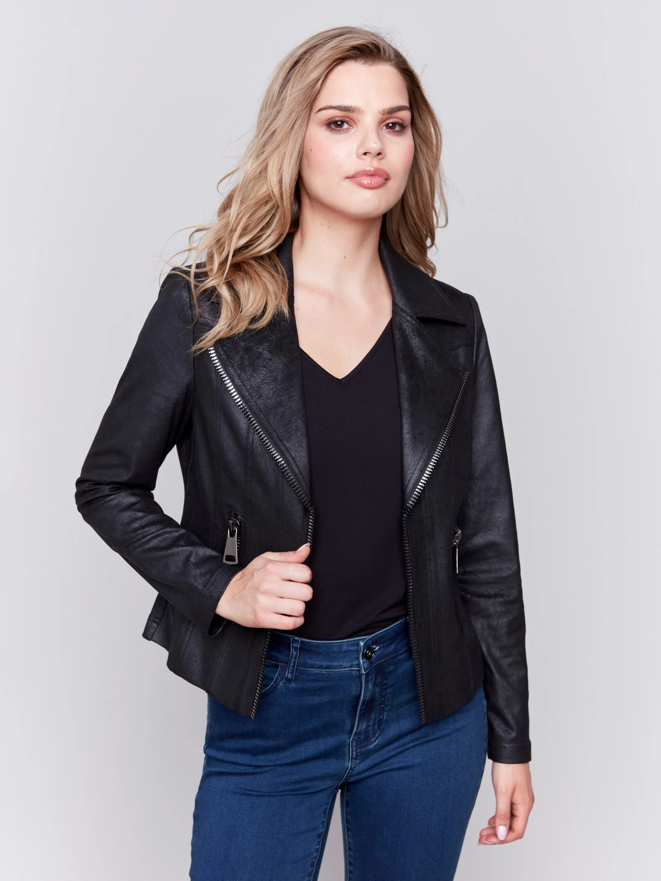 Vintage Faux Leather Perfecto Jacket - Black sold by Charlie B product image thumbnail 4