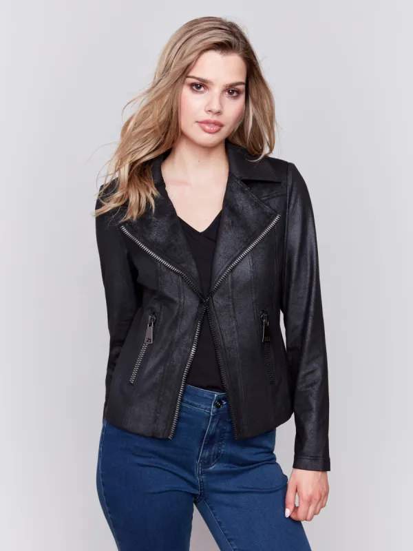 Vintage Faux Leather Perfecto Jacket - Black sold by Charlie B