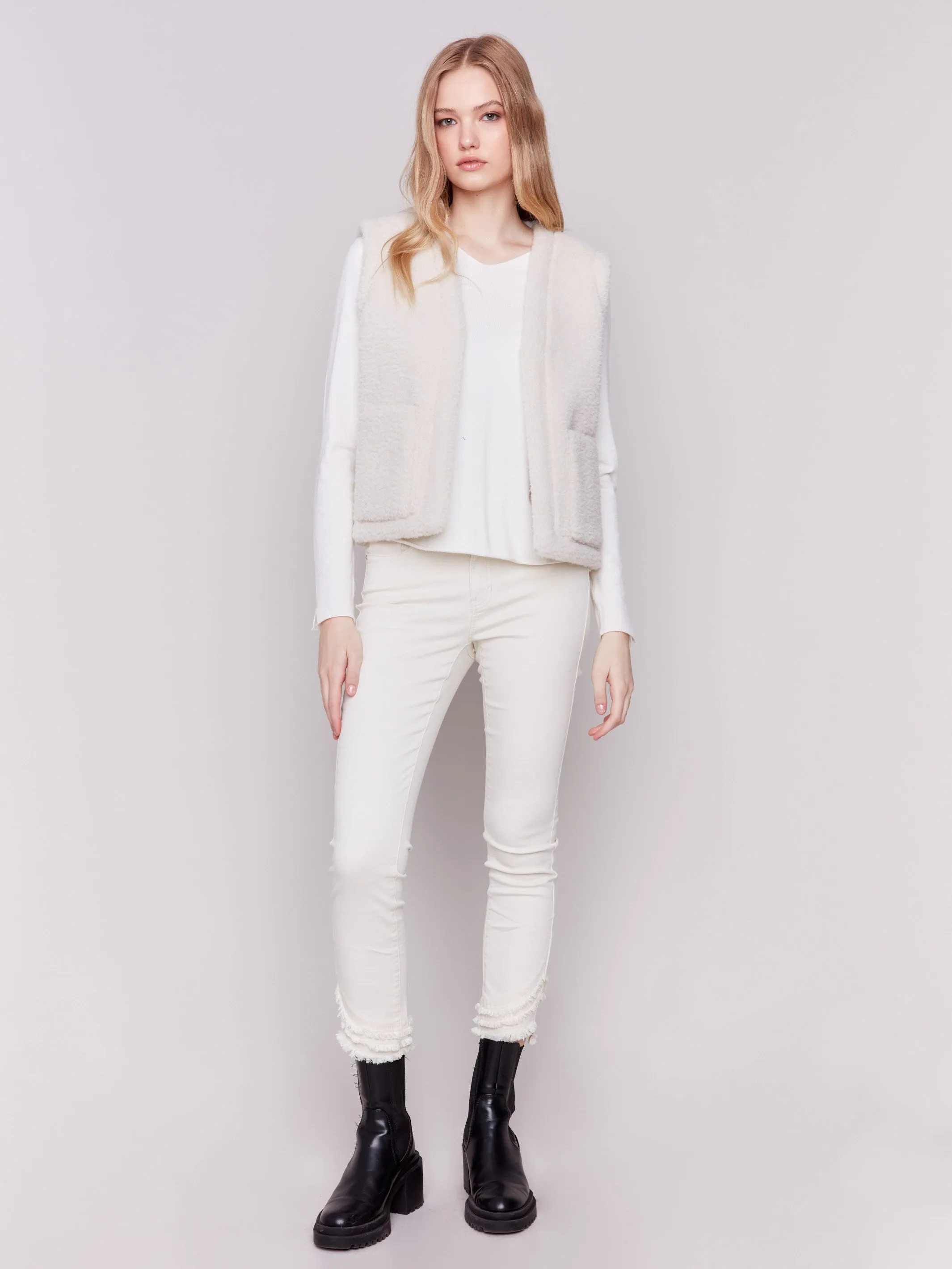 Reversible Faux Fur & Suede Vest - Ecru sold by Charlie B product image thumbnail 3