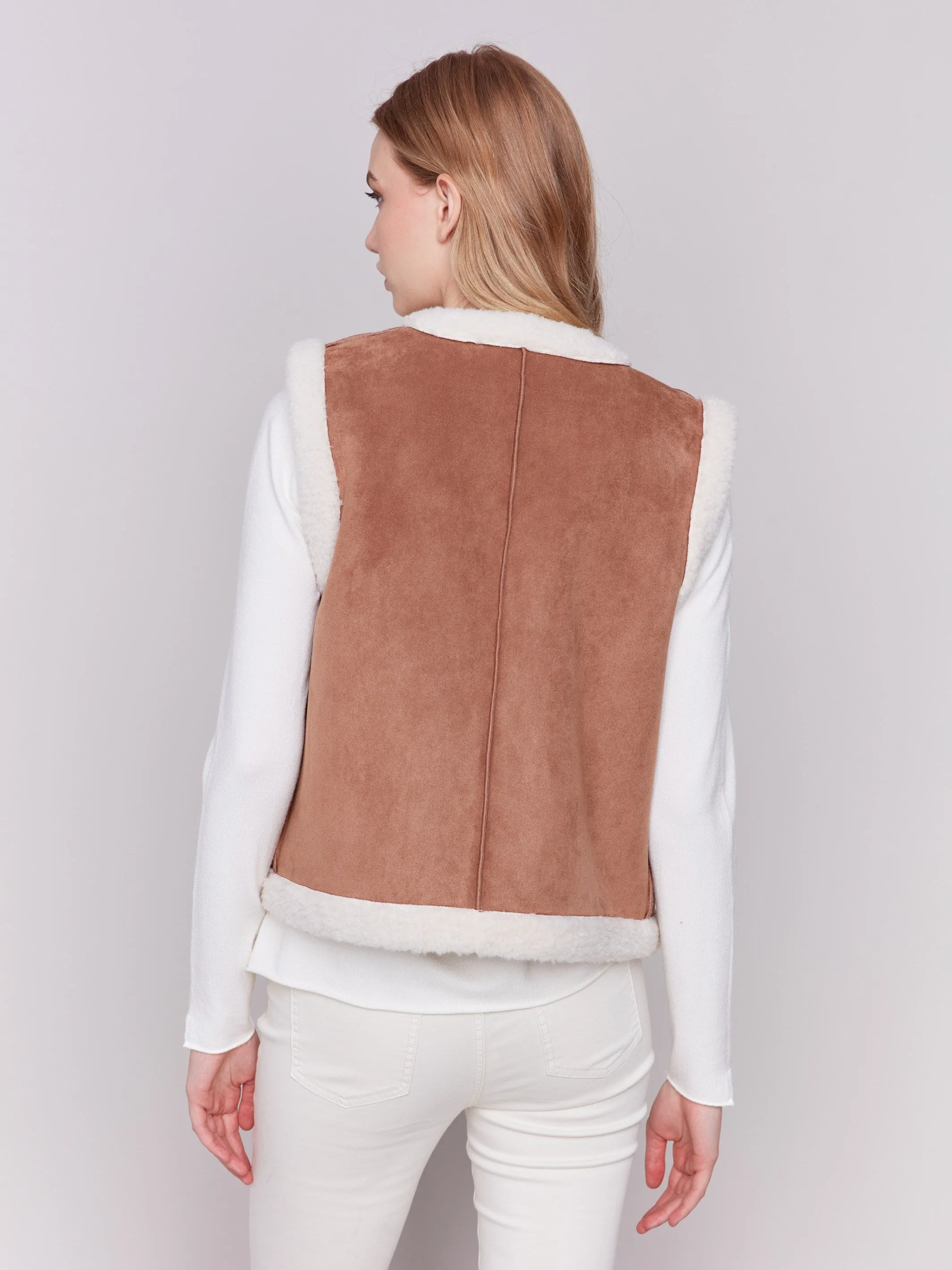 Reversible Faux Fur & Suede Vest - Ecru sold by Charlie B product image thumbnail 5