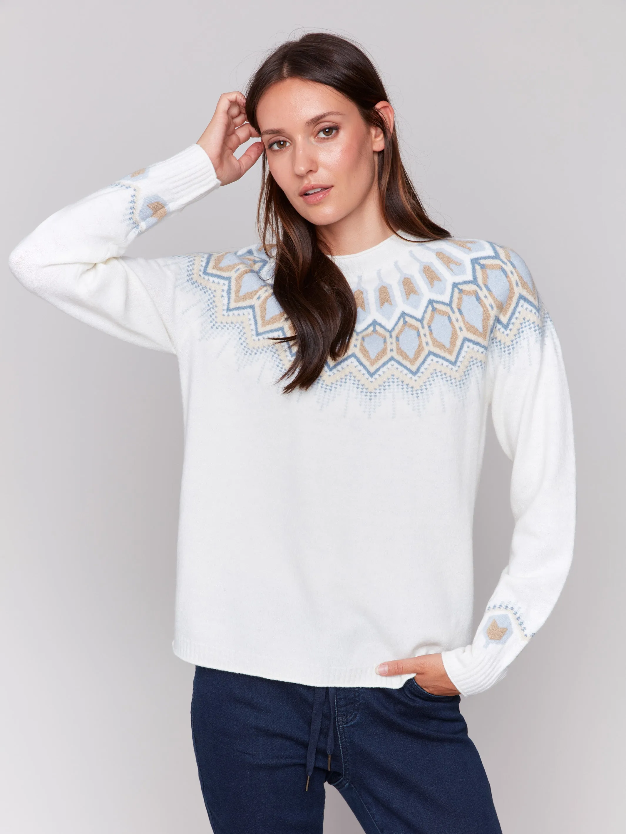 Jacquard Knit Ski Sweater - Cream sold by Charlie B product image thumbnail 4