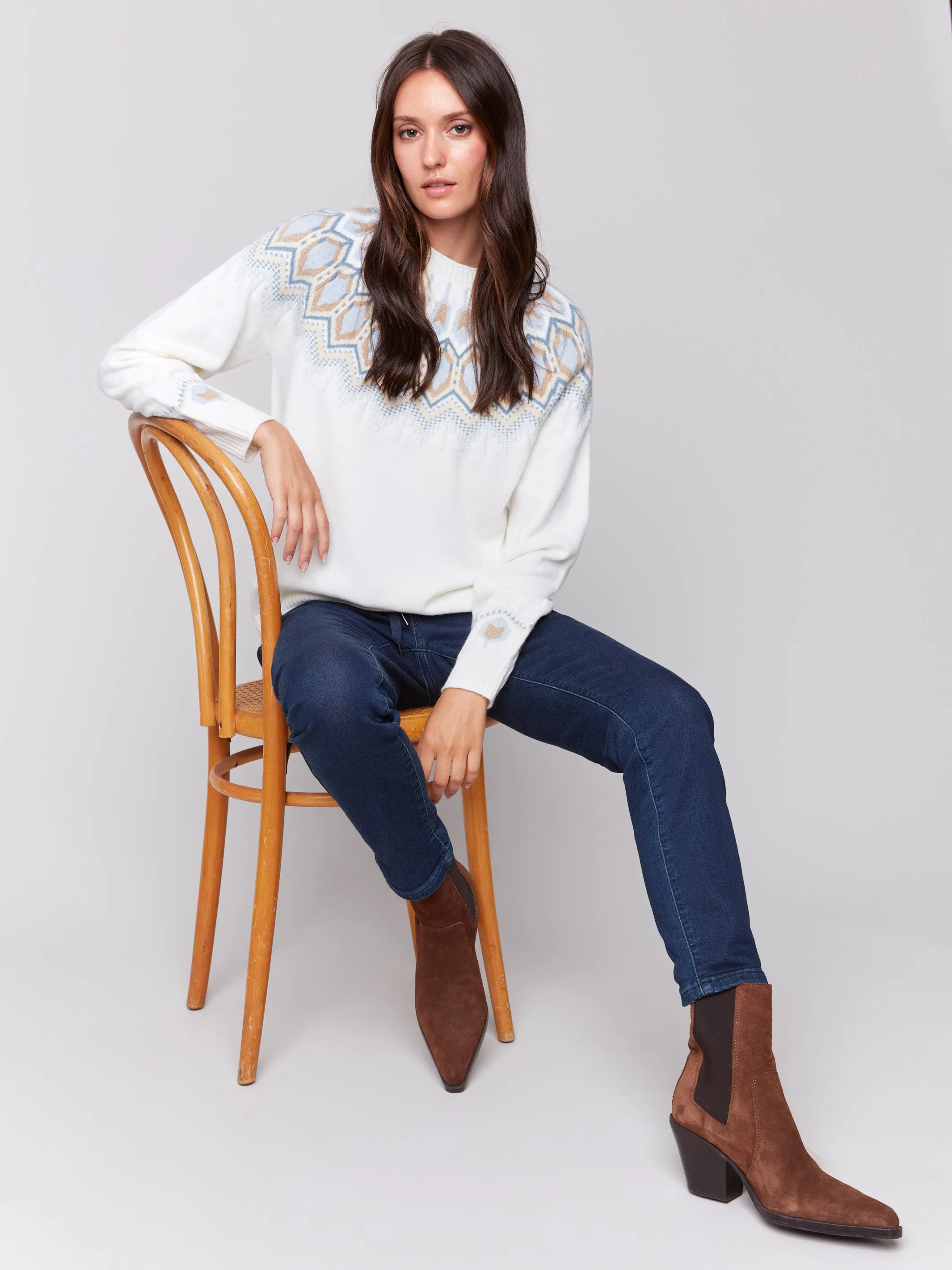 Jacquard Knit Ski Sweater - Cream sold by Charlie B product image thumbnail 2