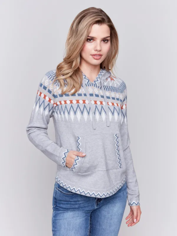 Plush Knit Ski Hoodie Sweater - Grey sold by Charlie B
