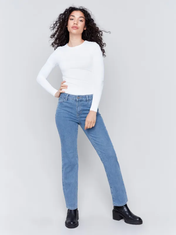 Corduroy Straight Leg Pants - Denim sold by Charlie B
