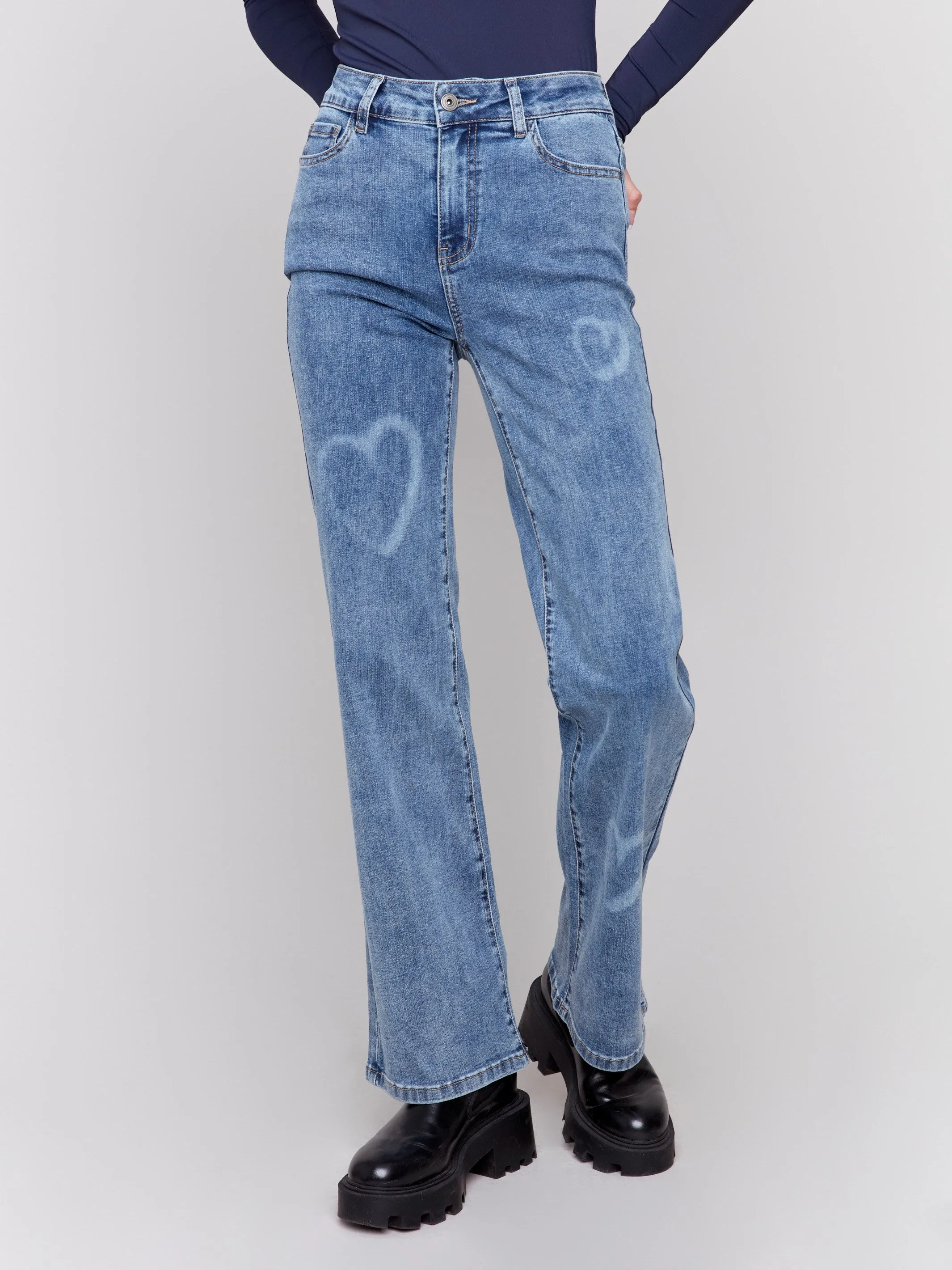 Flare Jeans with Hearts - Medium Blue sold by Charlie B product image thumbnail 2