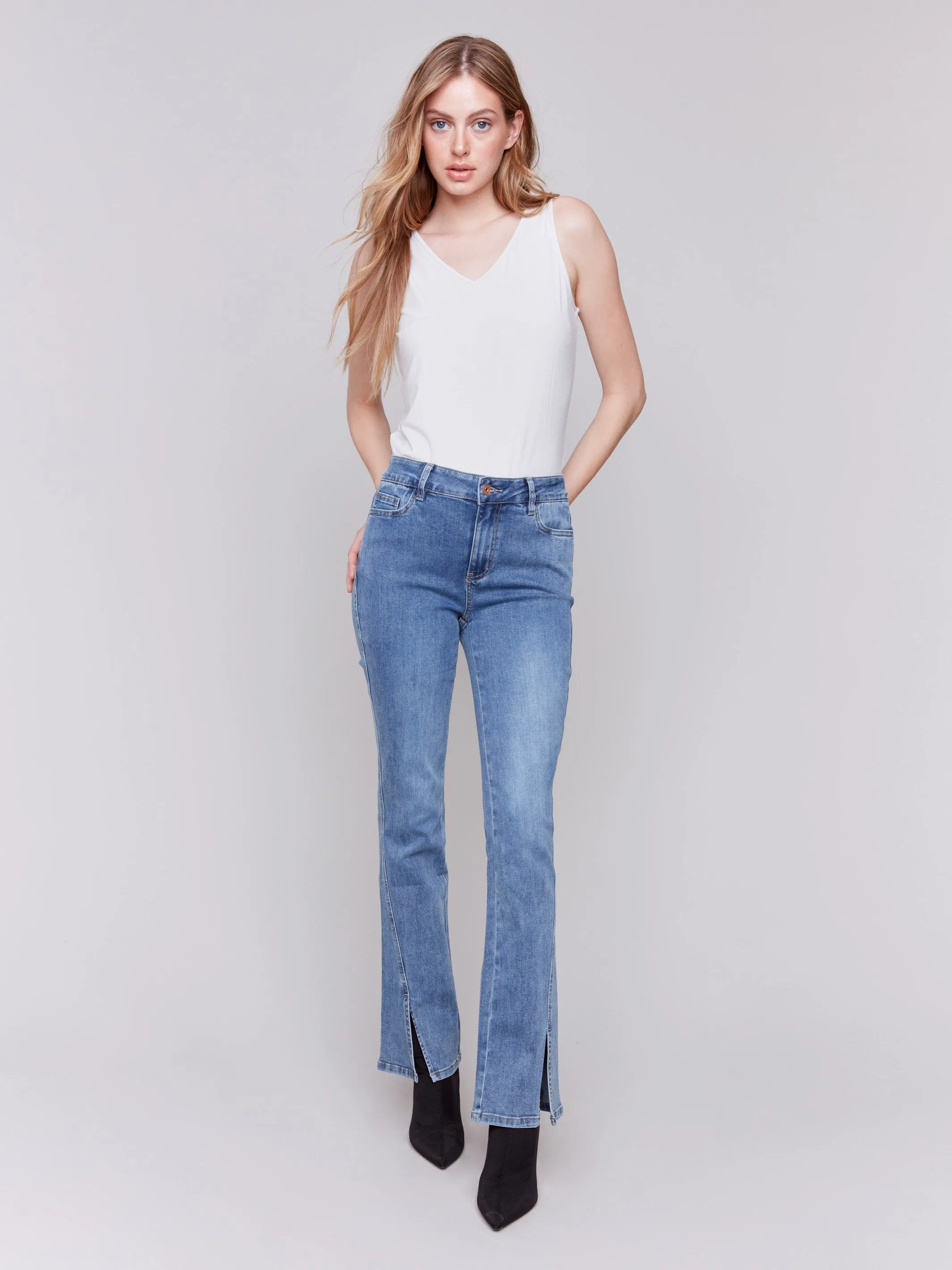 Bootcut Jeans With Front Slits - Medium Blue sold by Charlie B