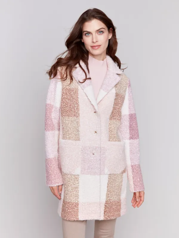Plaid Bouclé Knit Coat - Woodrose sold by Charlie B