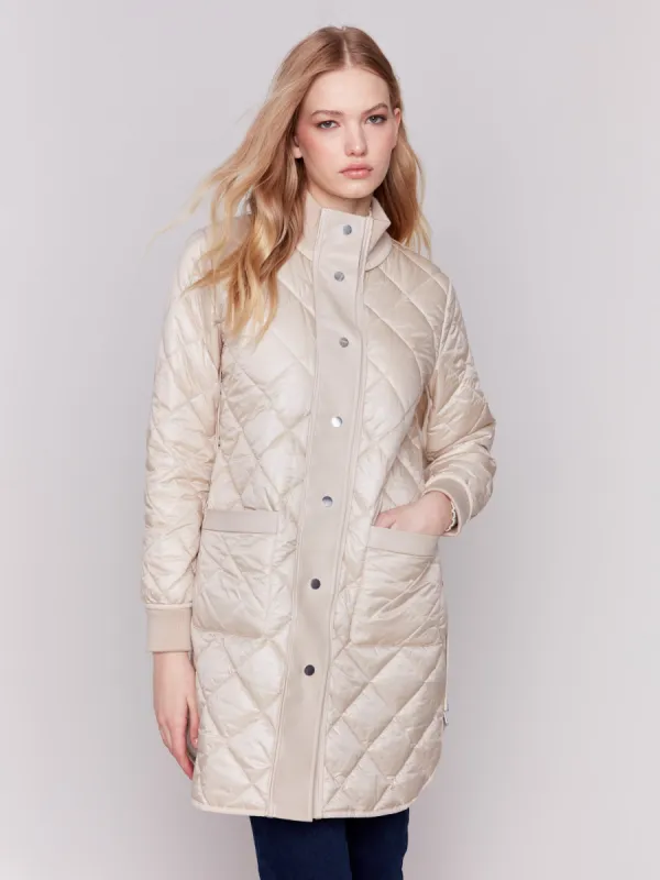 Reversible Quilted Puffer Jacket - Champagne sold by Charlie B
