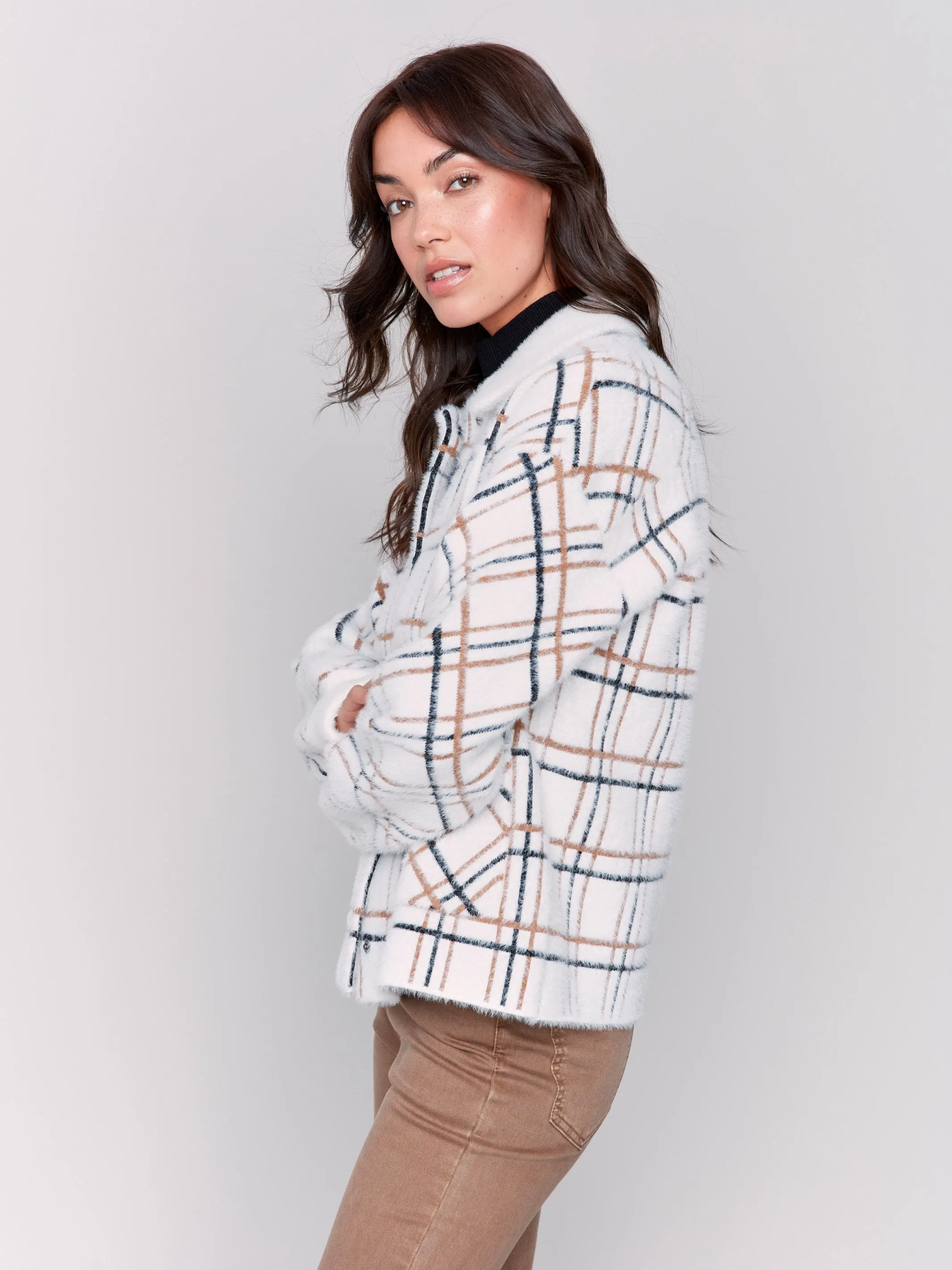 Short Plaid Knit Jacket - Terracotta sold by Charlie B product image thumbnail 4
