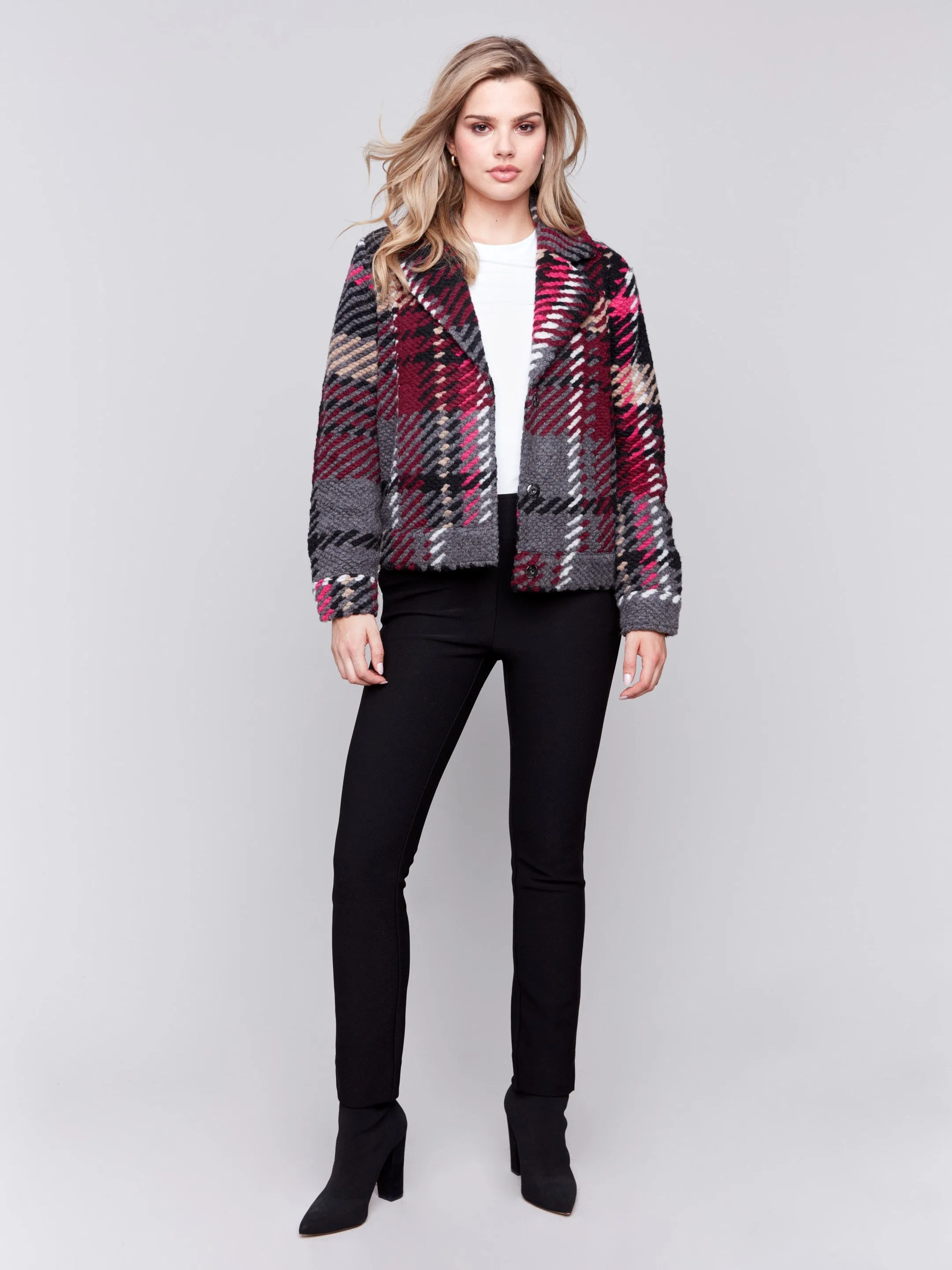 Short Plaid Wool Coat - Mulberry sold by Charlie B product image thumbnail 2