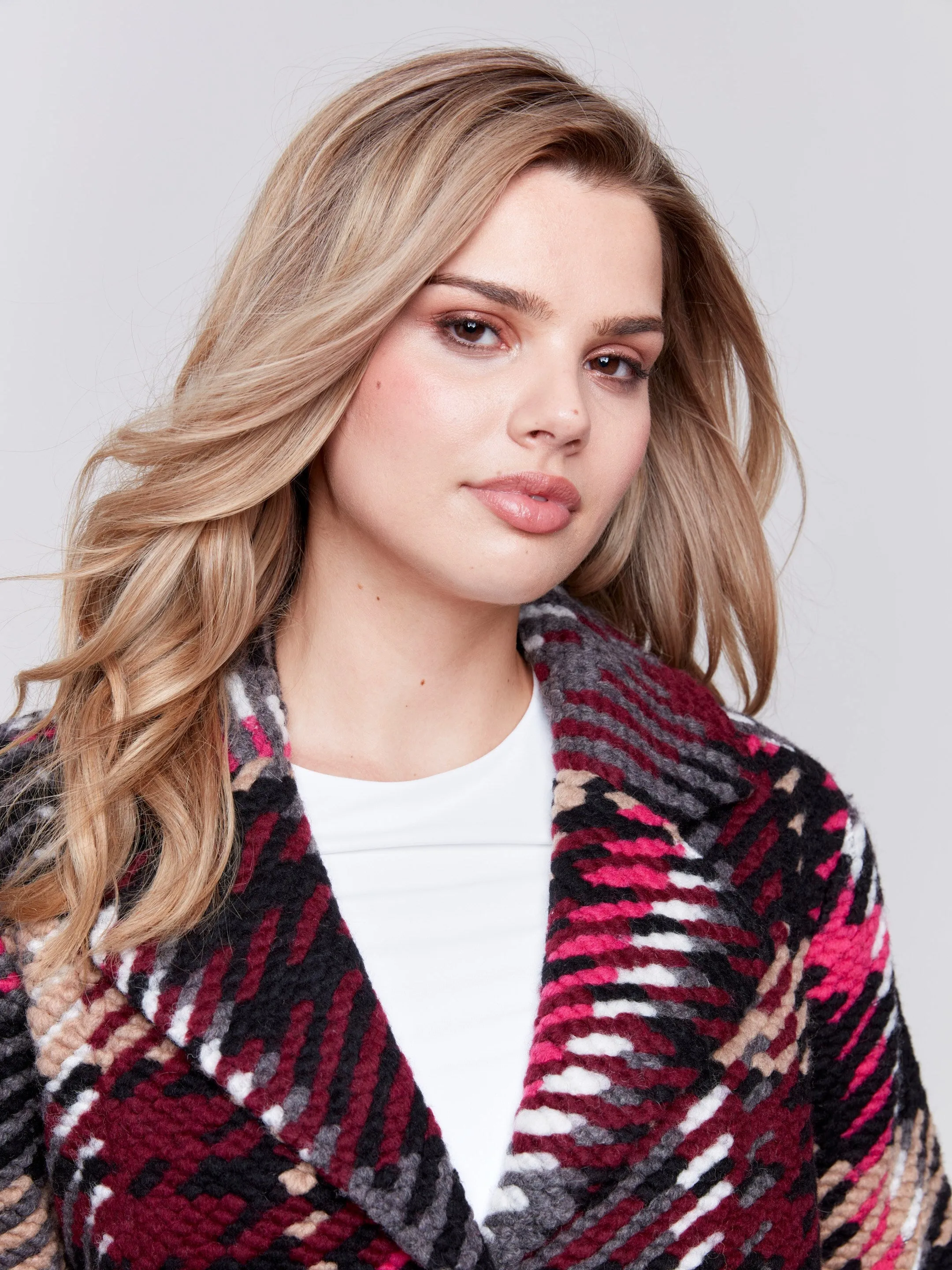 Short Plaid Wool Coat - Mulberry sold by Charlie B product image thumbnail 3