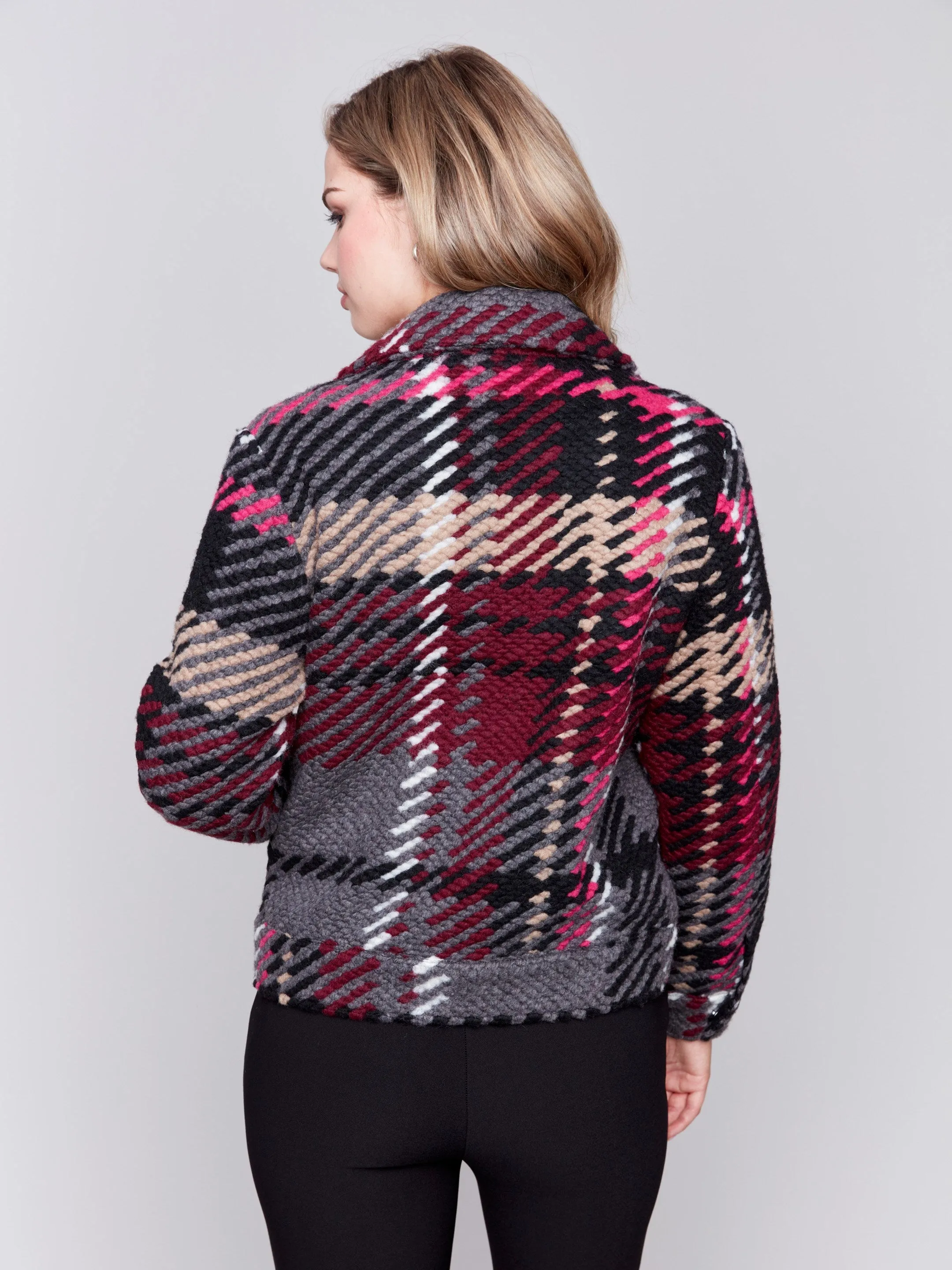 Short Plaid Wool Coat - Mulberry sold by Charlie B product image thumbnail 4