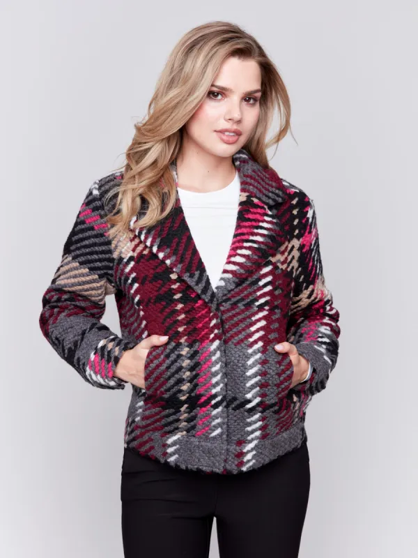 Short Plaid Wool Coat - Mulberry sold by Charlie B