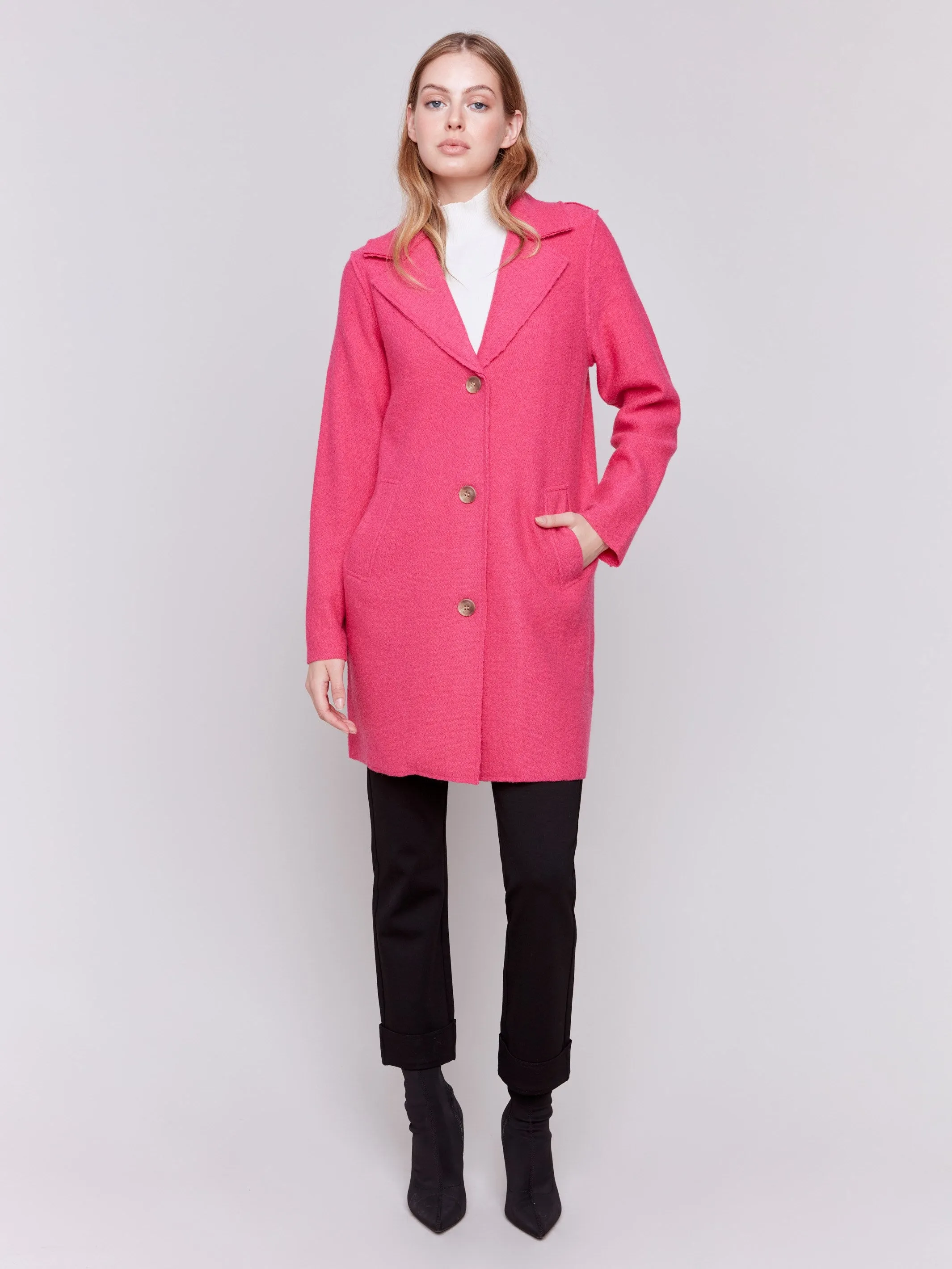 Long Boiled Wool Coat - Magenta sold by Charlie B product image thumbnail 2