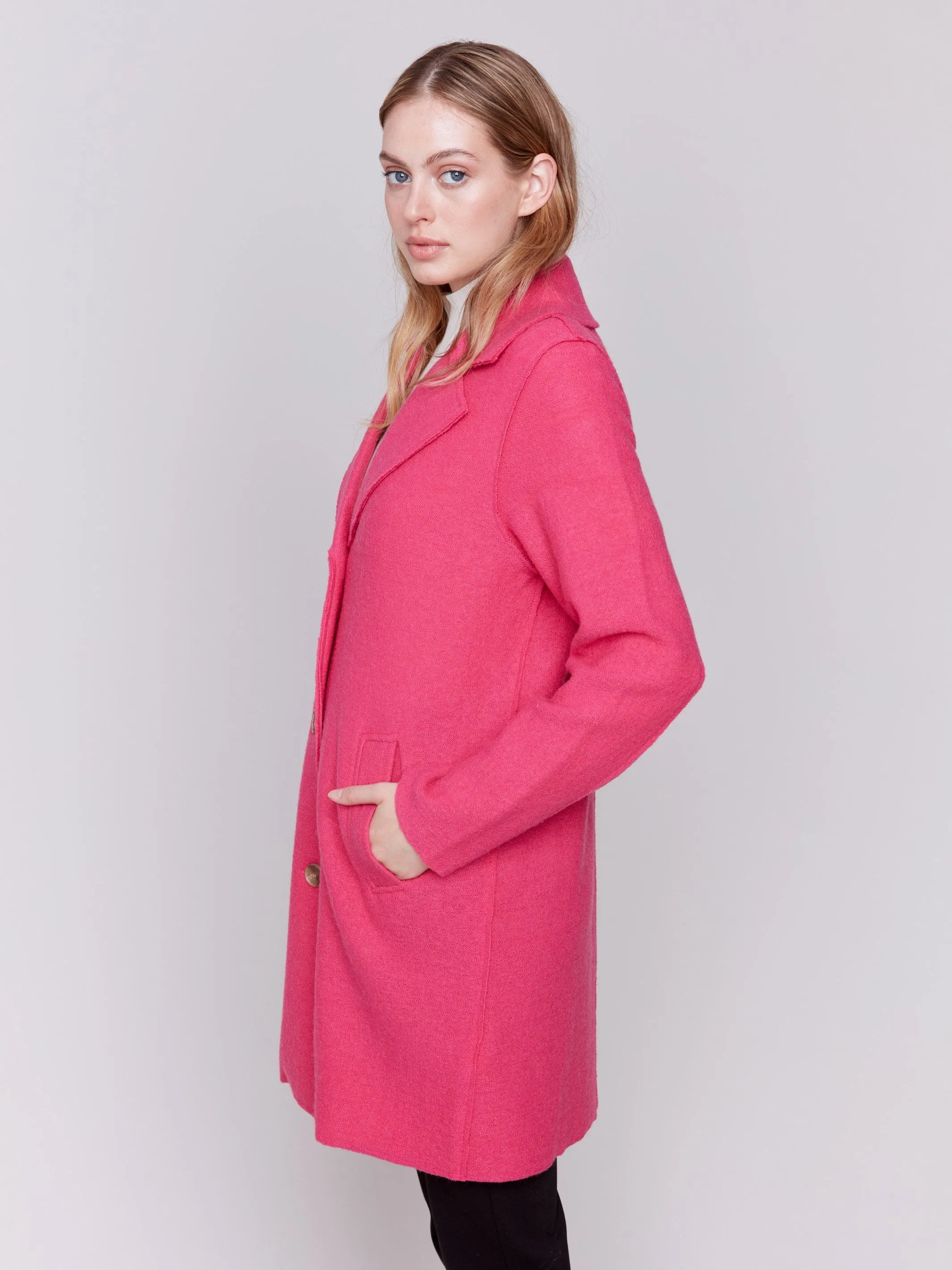Long Boiled Wool Coat - Magenta sold by Charlie B product image thumbnail 3