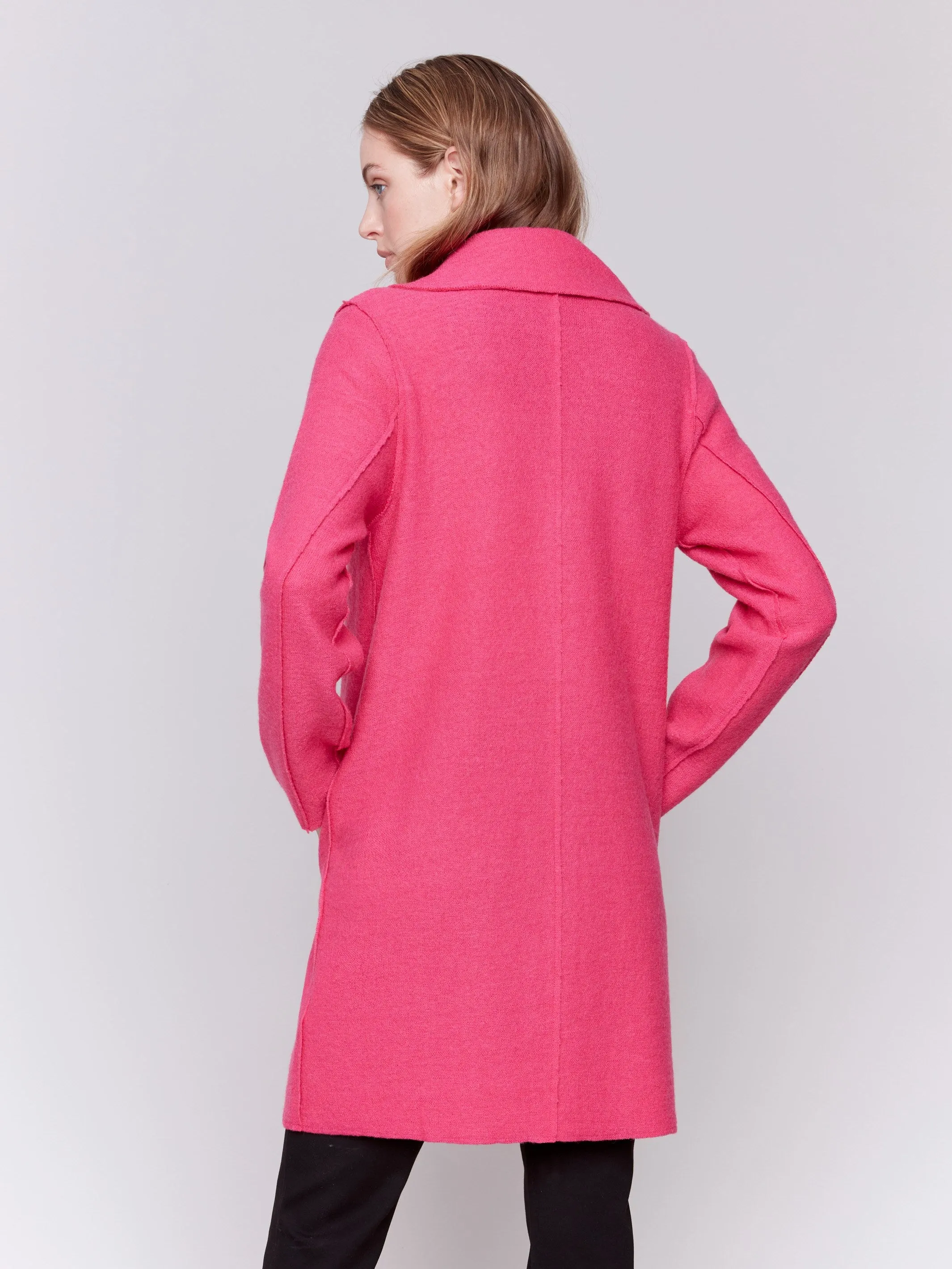Long Boiled Wool Coat - Magenta sold by Charlie B product image thumbnail 4