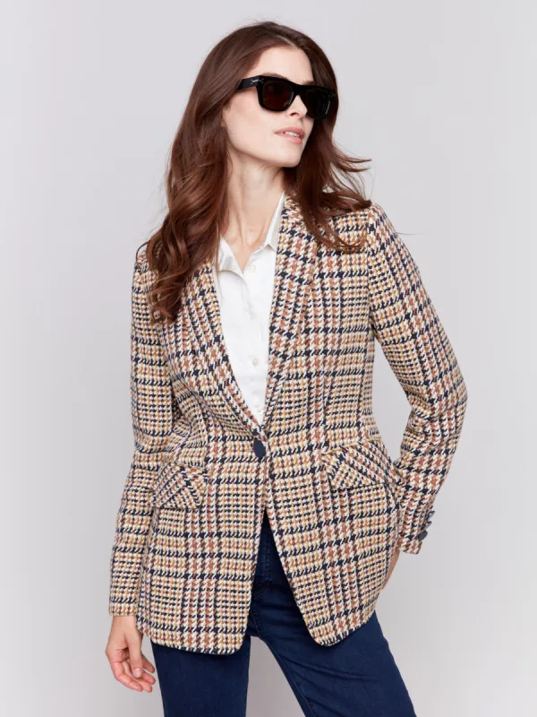 Tailored Plaid Blazer - Terracotta sold by Charlie B