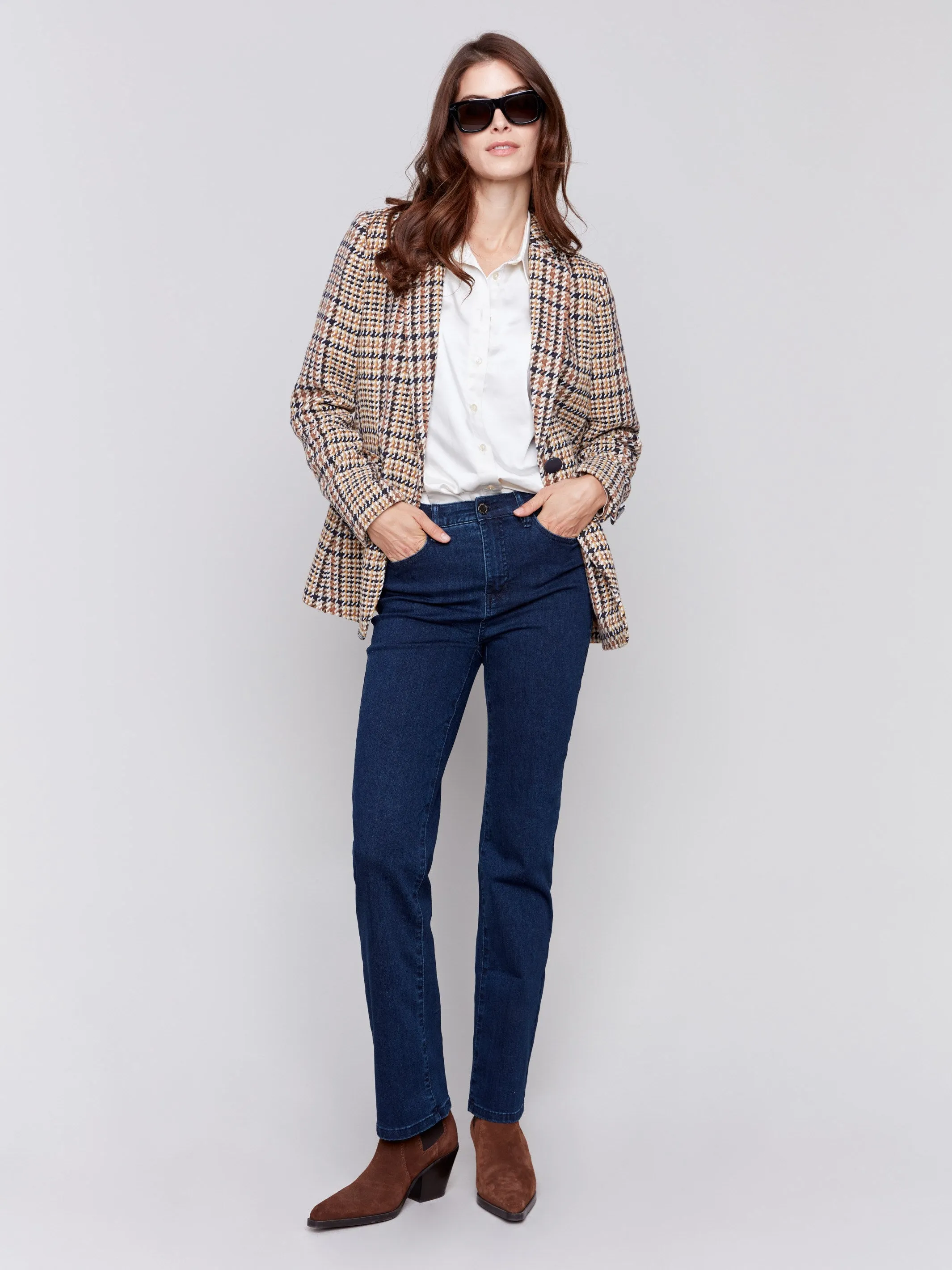 Tailored Plaid Blazer - Terracotta sold by Charlie B product image thumbnail 2