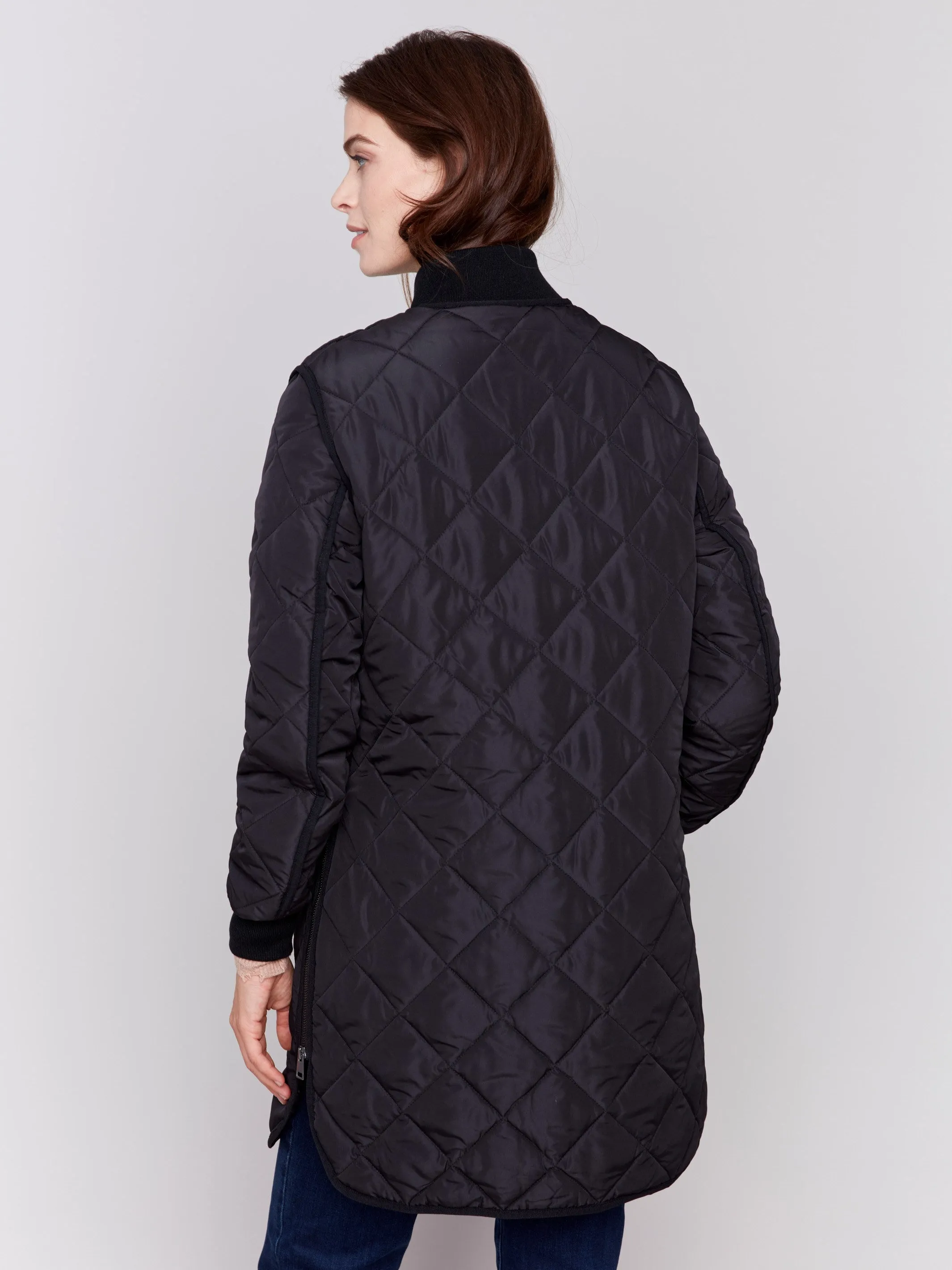 Long Quilted Puffer Jacket - Black sold by Charlie B product image thumbnail 4