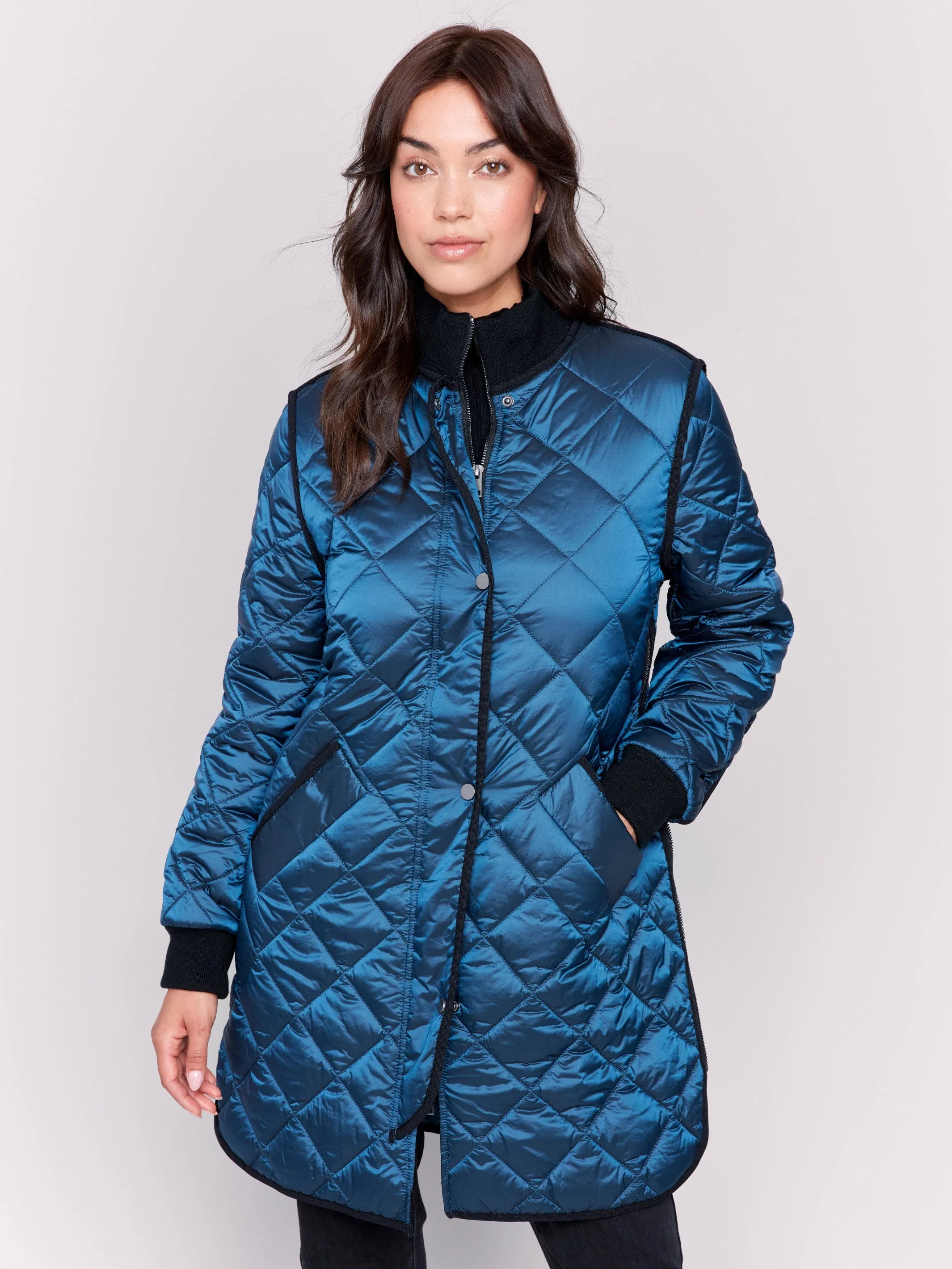 Long Quilted Puffer Jacket - Peacock sold by Charlie B product image thumbnail 5