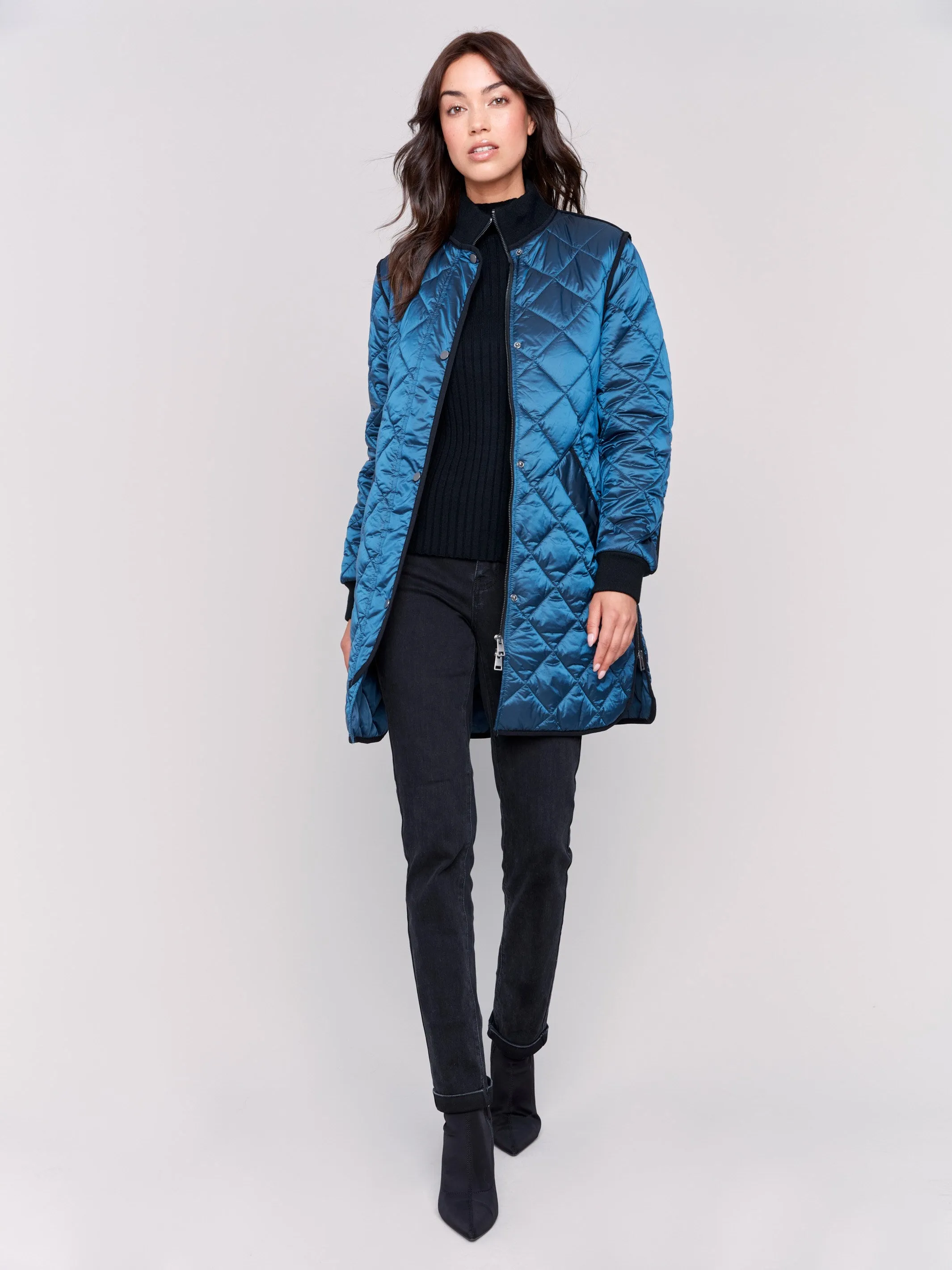 Long Quilted Puffer Jacket - Peacock sold by Charlie B product image thumbnail 2