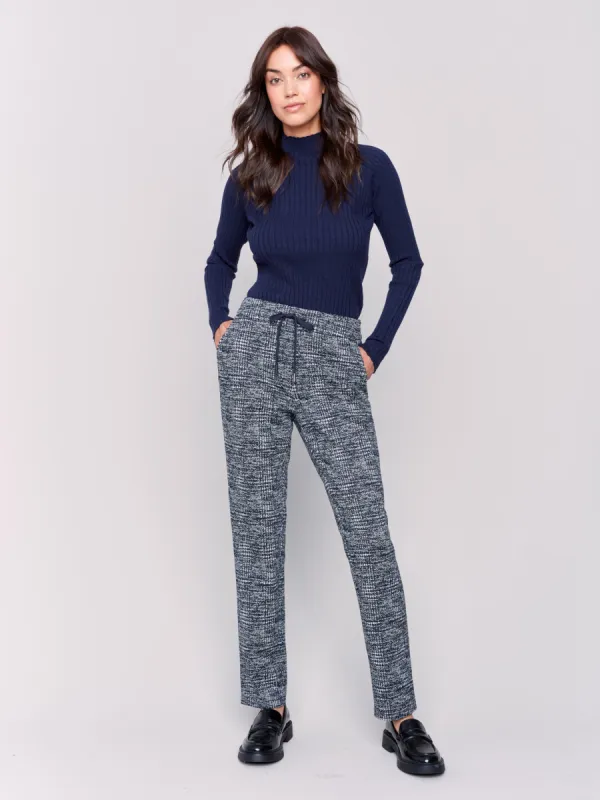 Plaid Knit Jogger Pants - Navy sold by Charlie B