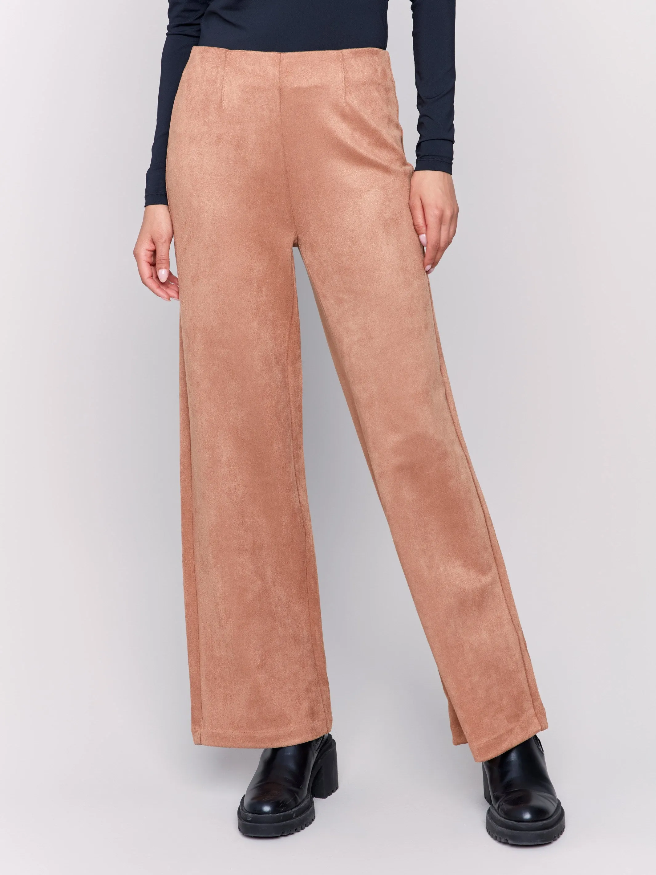 Pull-On Faux Suede Flare Pants - Truffle sold by Charlie B product image thumbnail 2